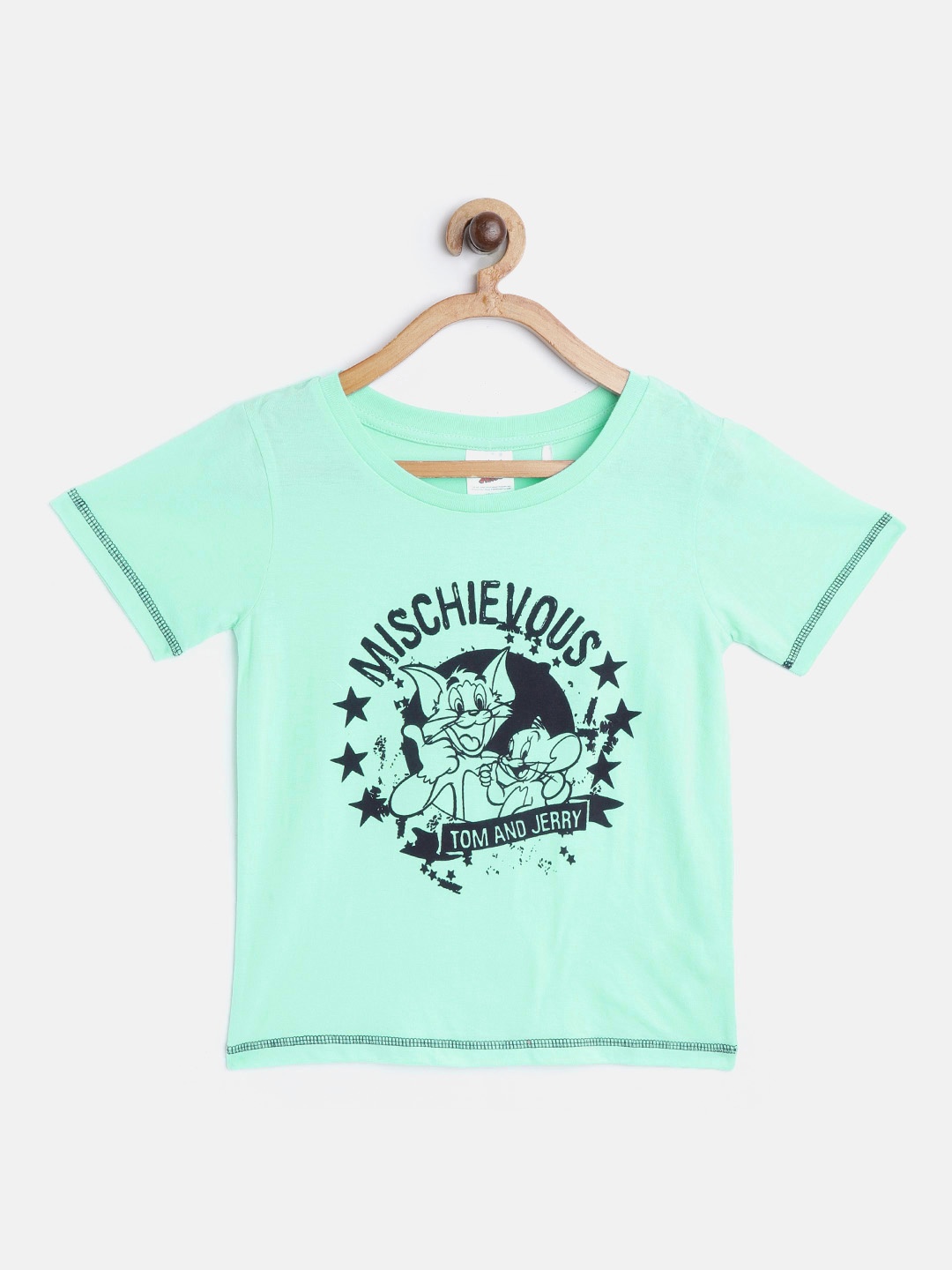 

toothless Boys Sea Green Tom & Jerry Printed Round Neck T-Shirt