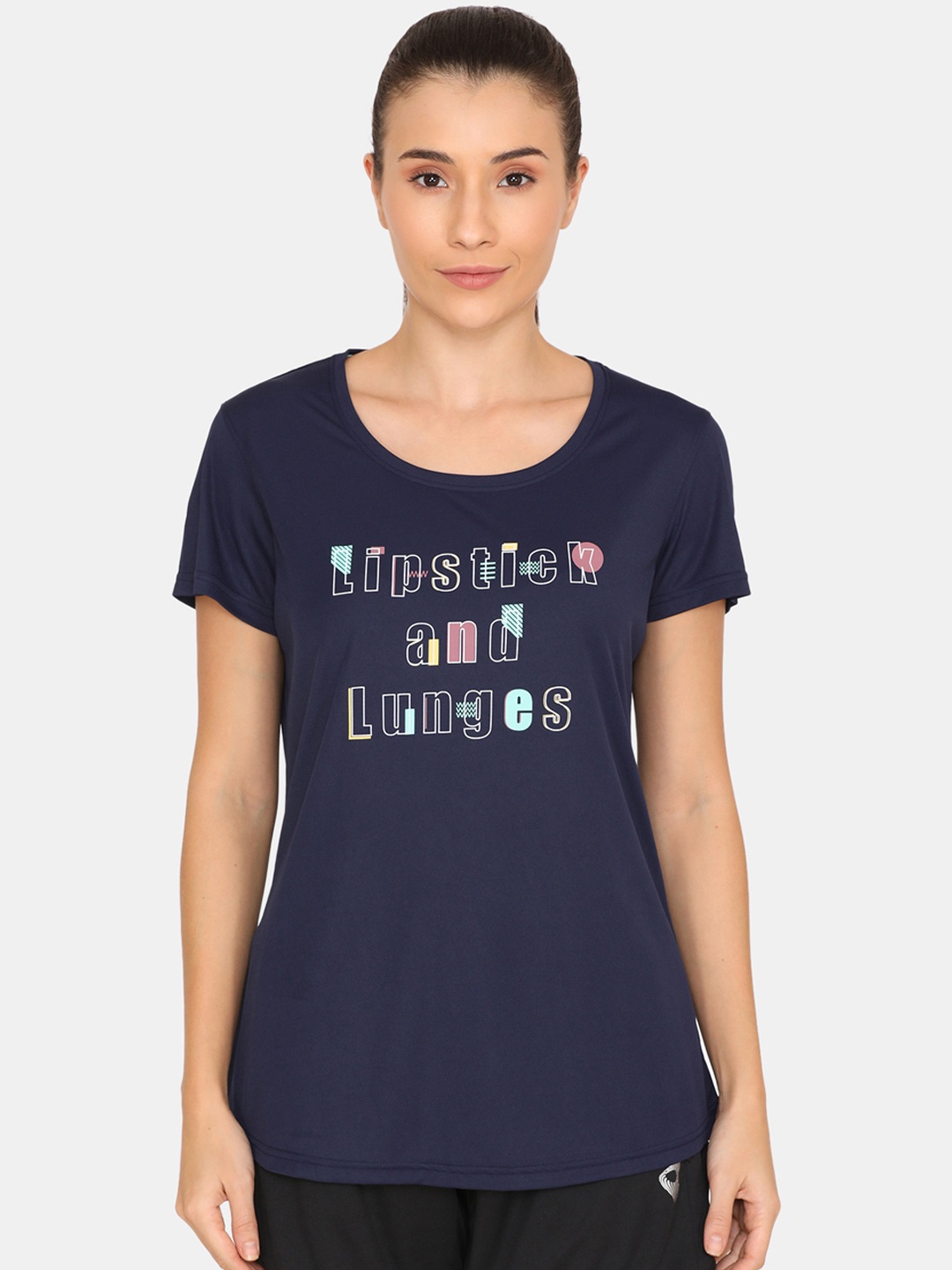 

Zelocity by Zivame Women Blue Printed Round Neck T-shirt