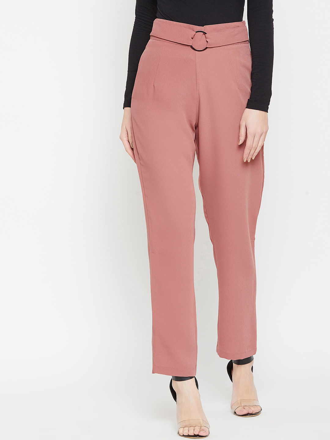 

Marie Claire Women Pink Straight Fit Solid Regular Trousers