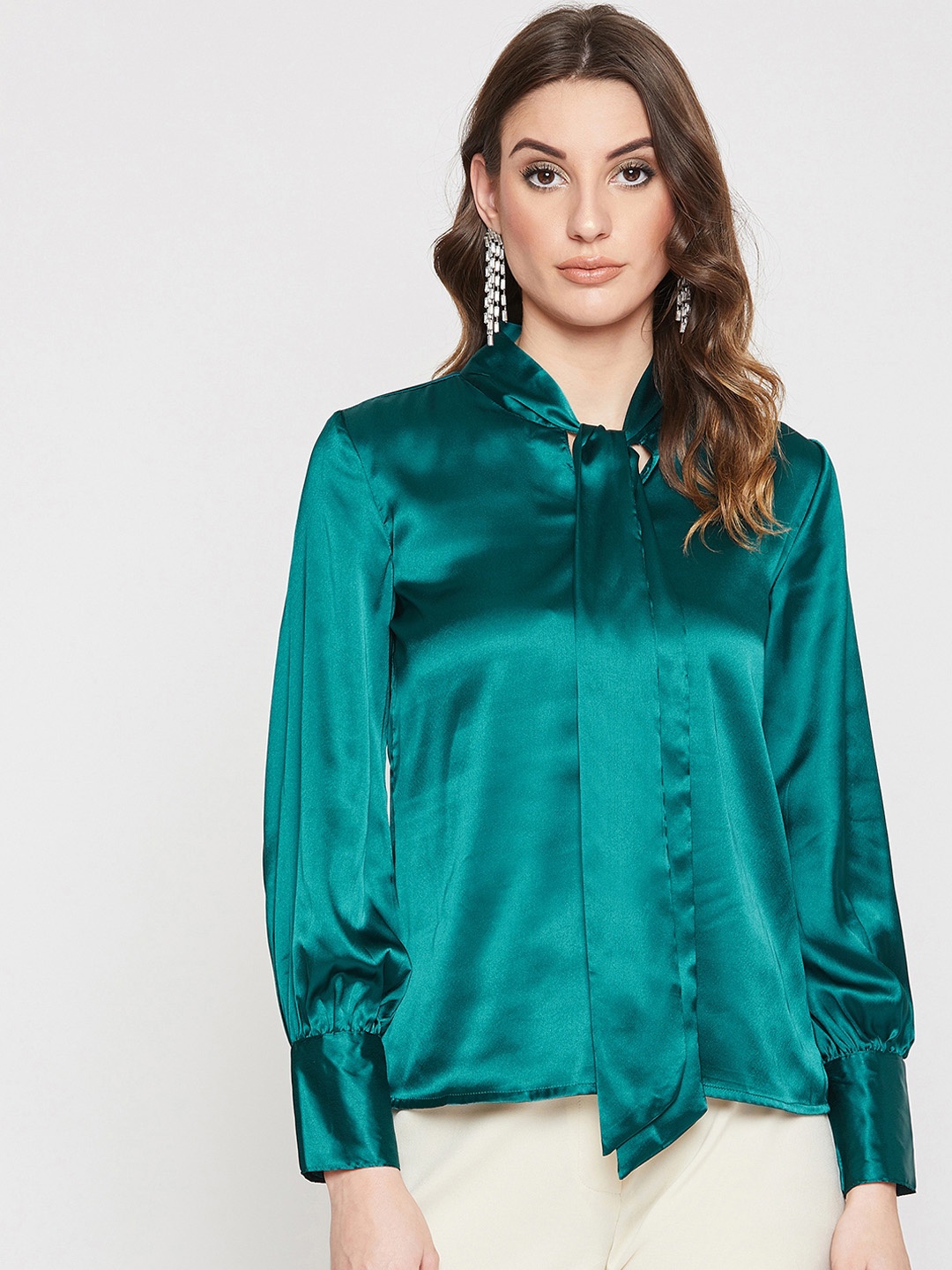 

Marie Claire Women Green Solid Shirt Style Top