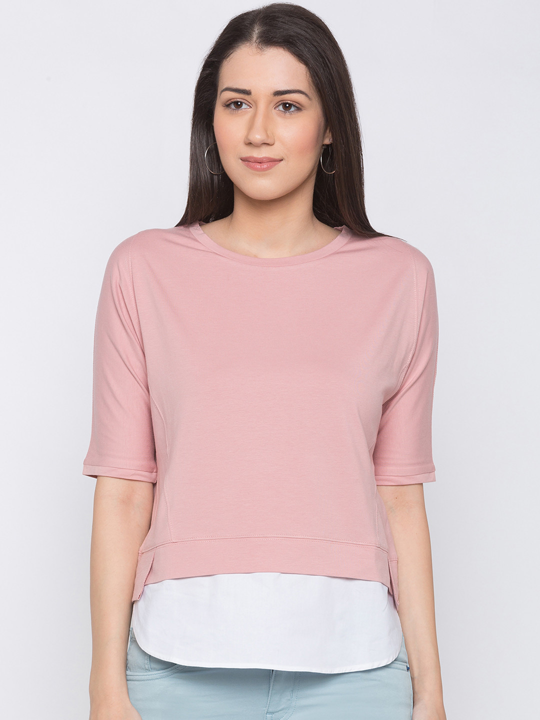 

Globus Women Pink Solid Pure Cotton Top