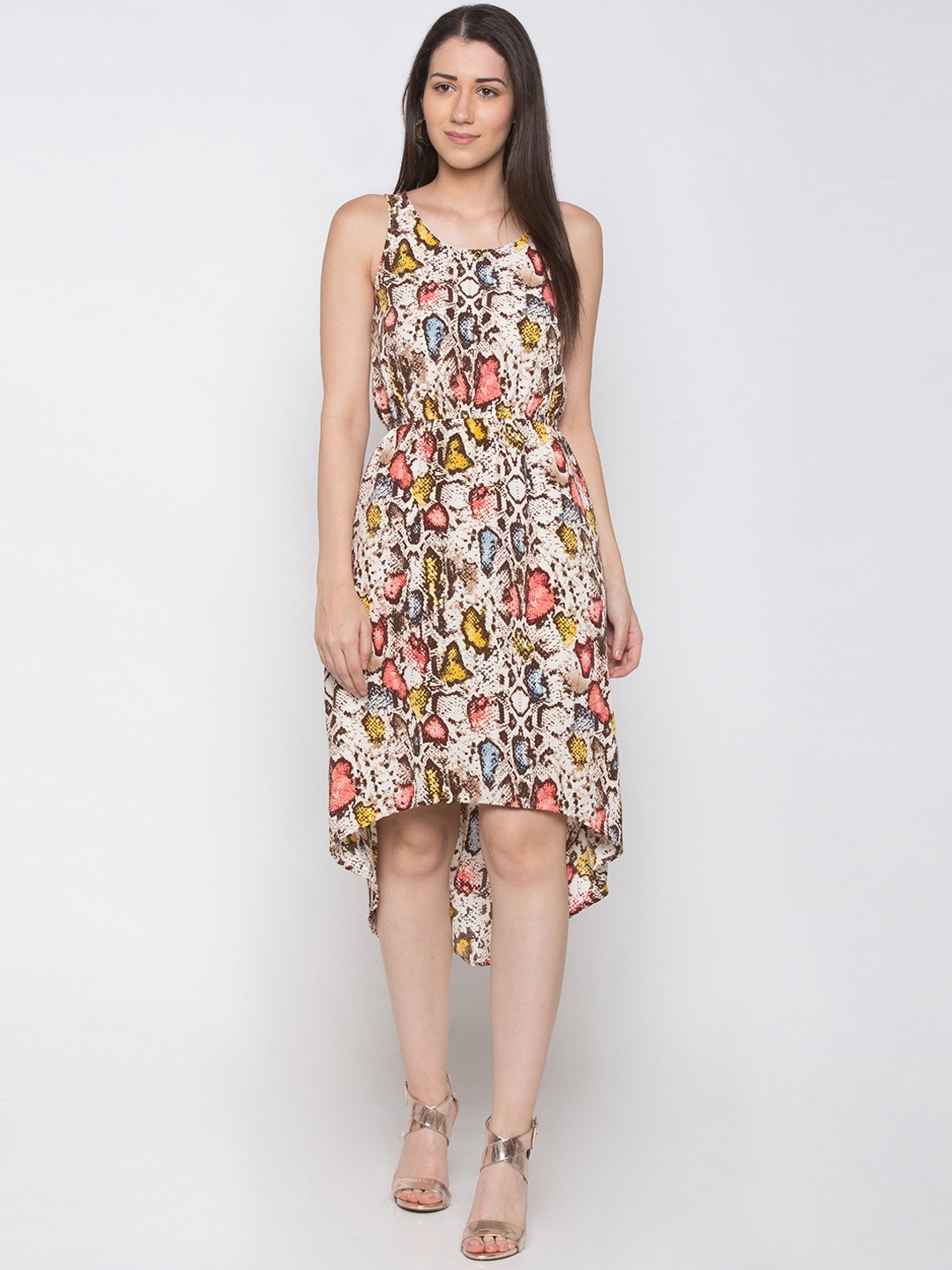 

Globus Women Beige & Brown Printed Fit and Flare Dress