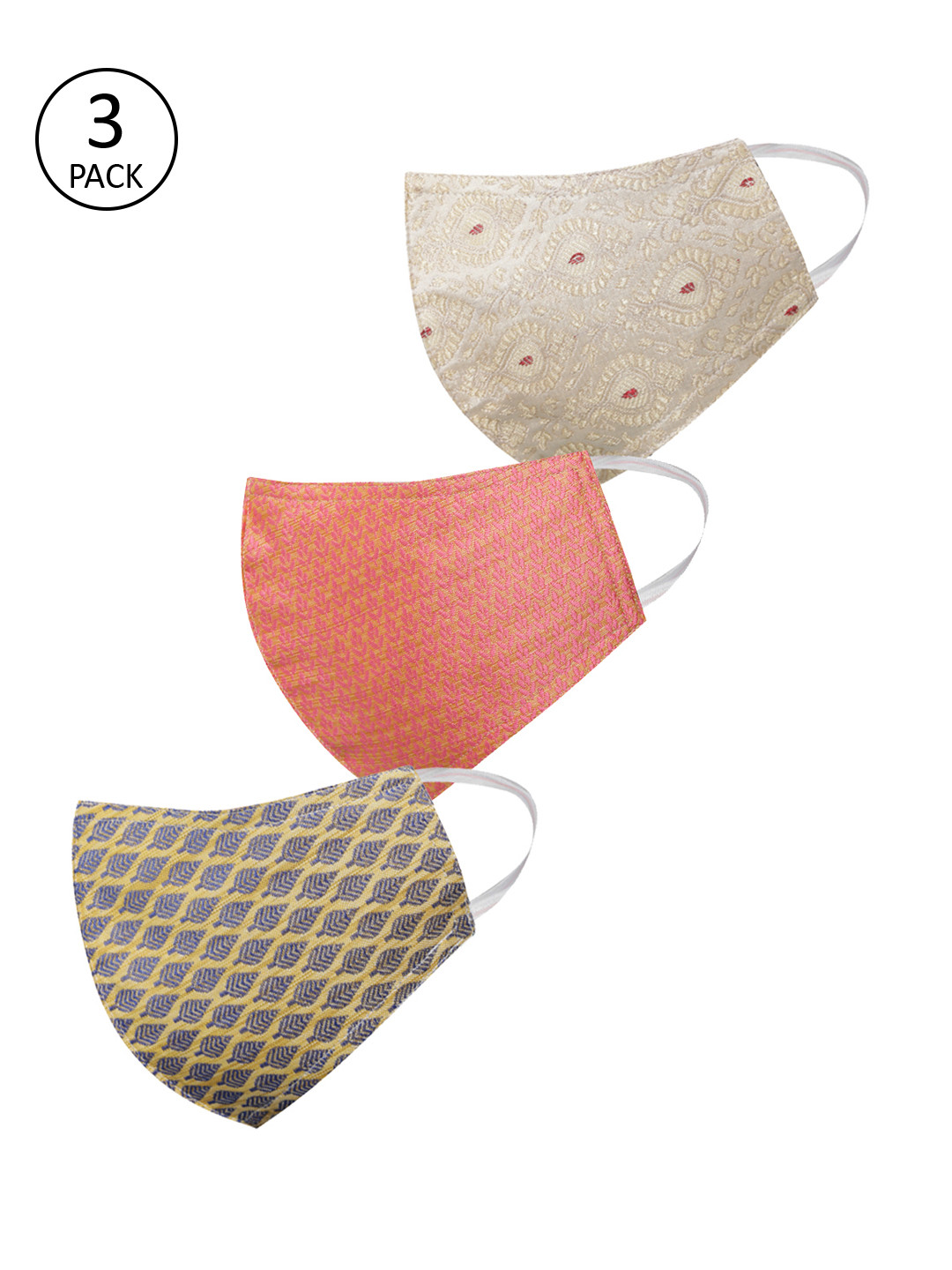 

VASTRAMAY Unisex Pack of 3 Pcs Multicoloured Reusable 3-Ply Protective Outdoor Masks, Multi