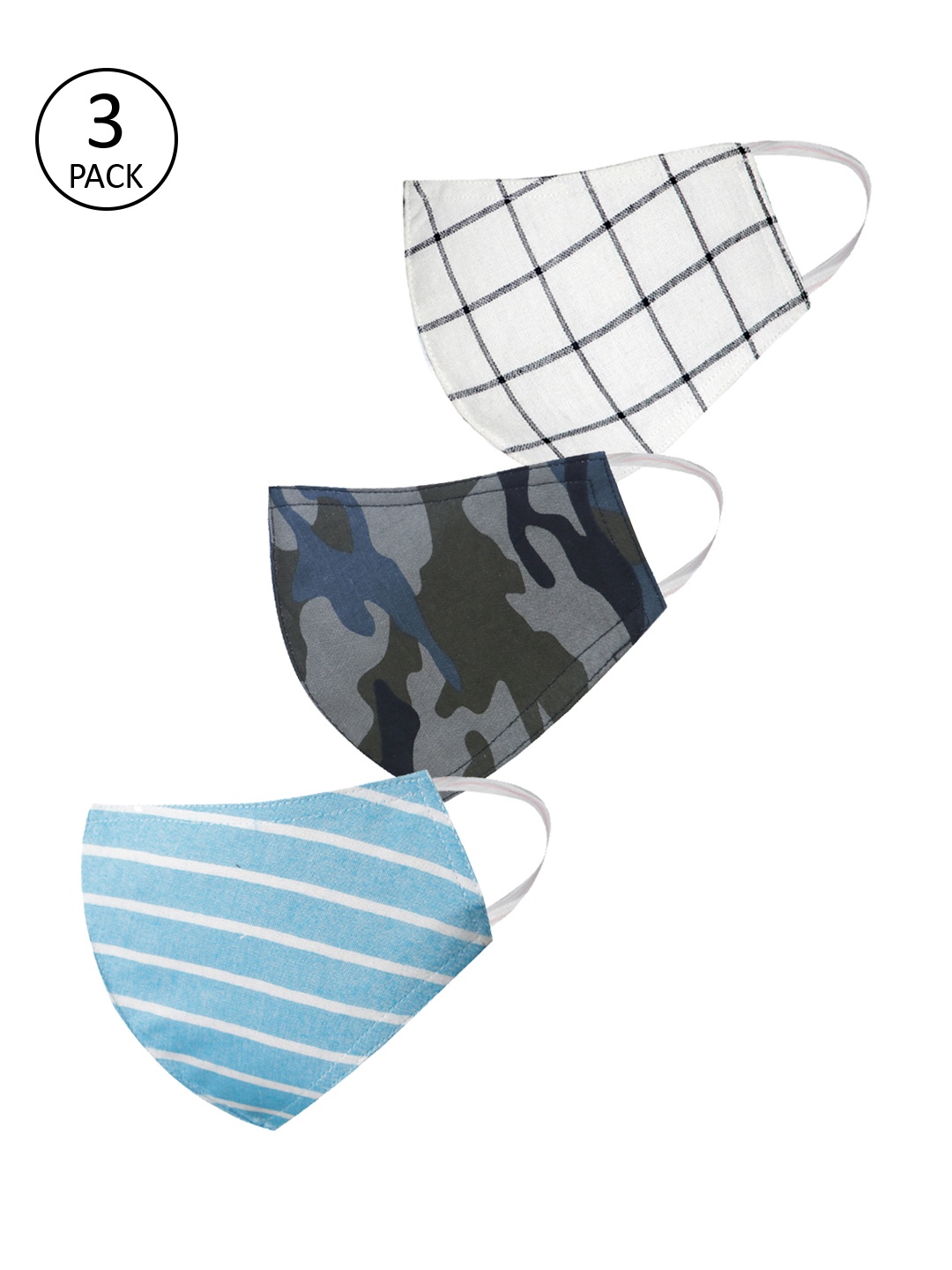 

VASTRAMAY Unisex 3 Pcs 3 Ply Reusable Cloth Masks, Green