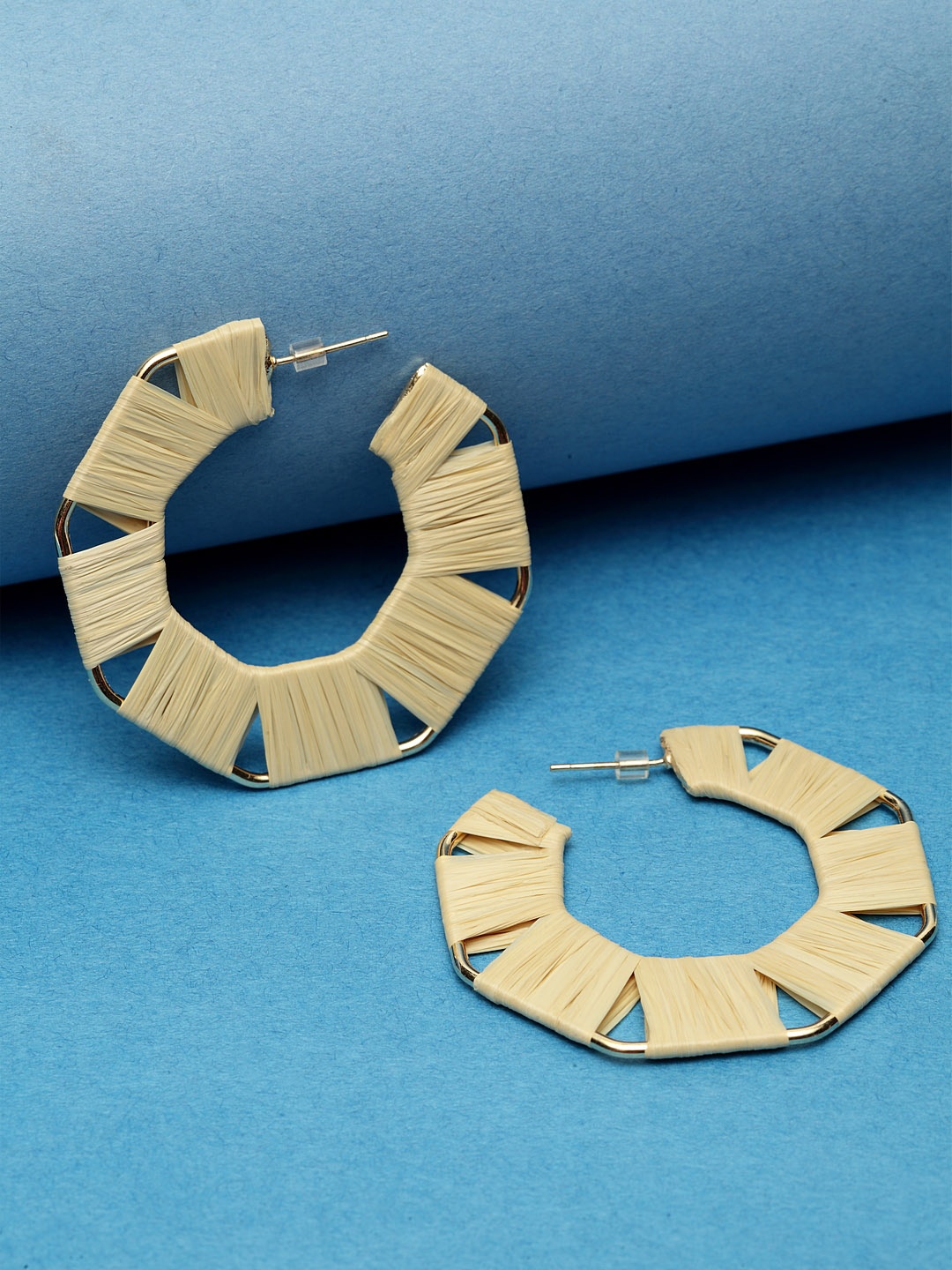 

Madame Beige Circular Handmade Hoop Earrings