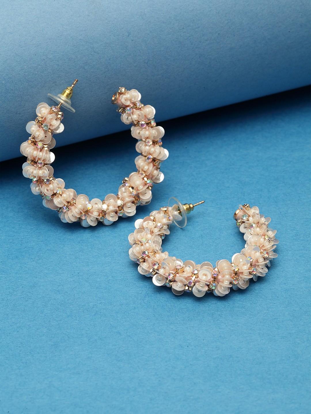 

Madame Pink & Gold Circular Handcrafted Drop Earrings