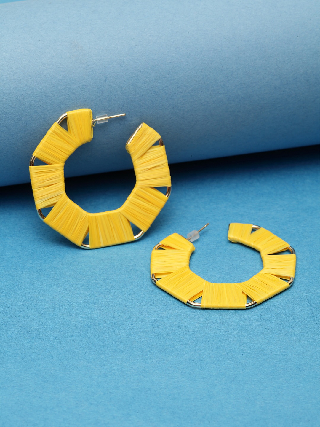 

Madame Yellow Circular Handmade Hoop Earrings