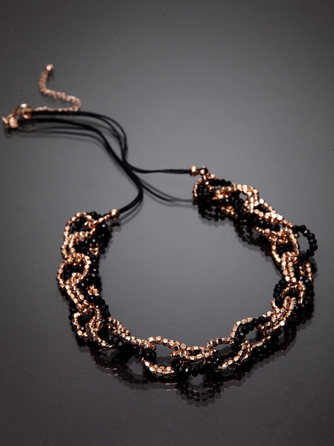 

Madame Black & Rose Gold Brass Multi Charm Chain Necklace