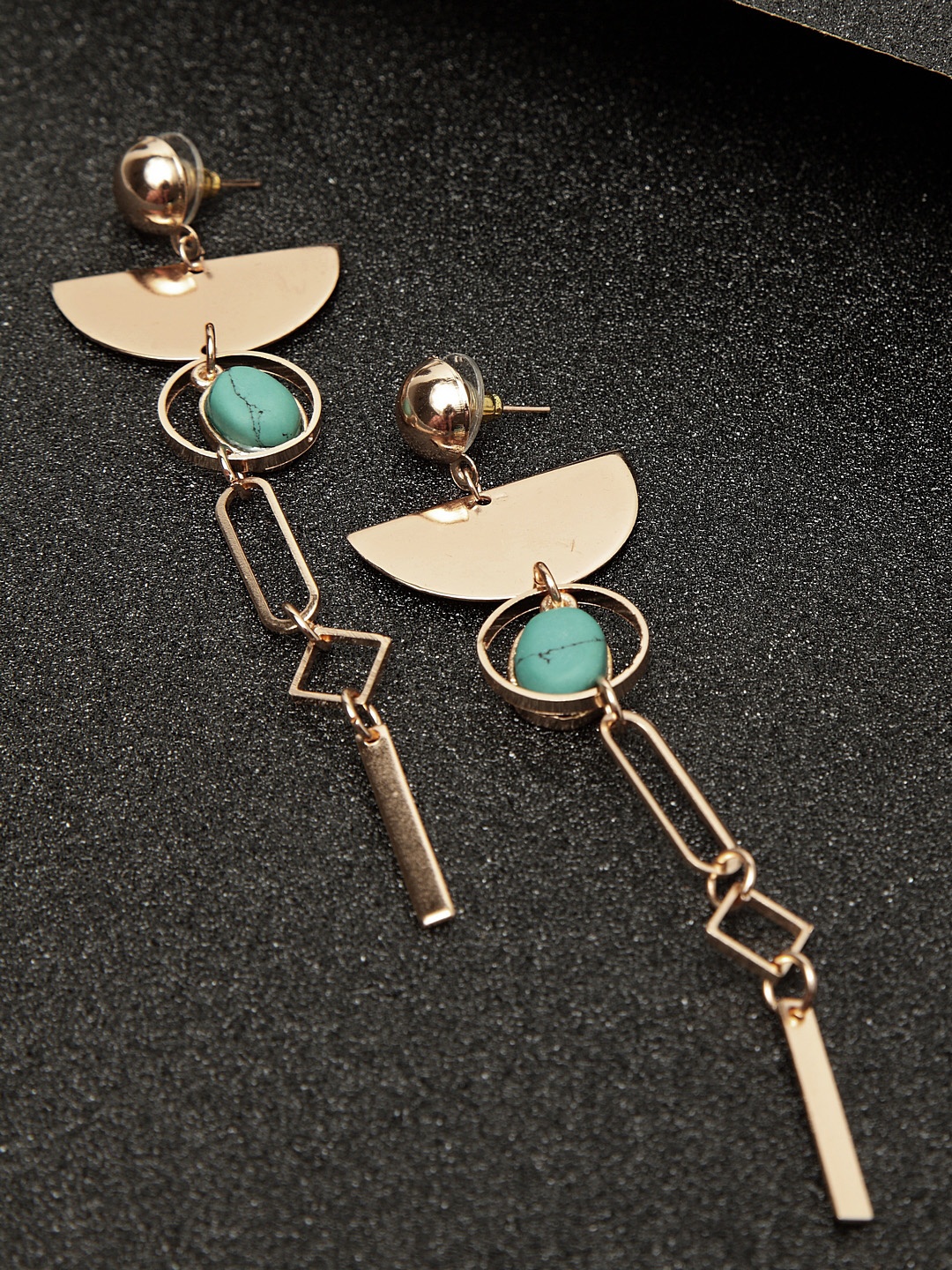 

Madame Goldn& Turquoise Blue Contemporary Handcrafted Drop Earrings, Gold