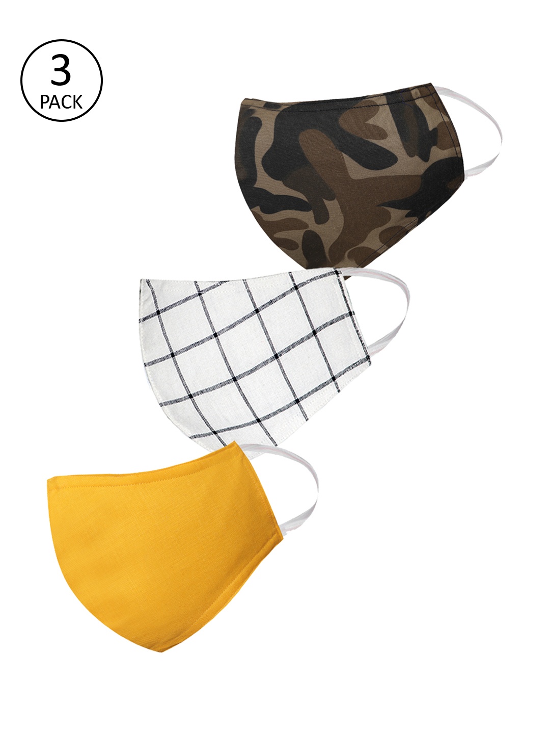 

VASTRAMAY Unisex 3 Ply 3Pcs Reusable Protective Outdoor Face Masks, Yellow