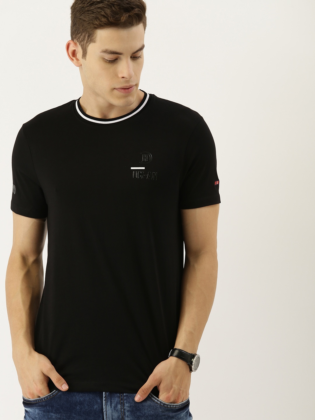 

Being Human Men Black Solid Round Neck Pure Cotton T-shirt