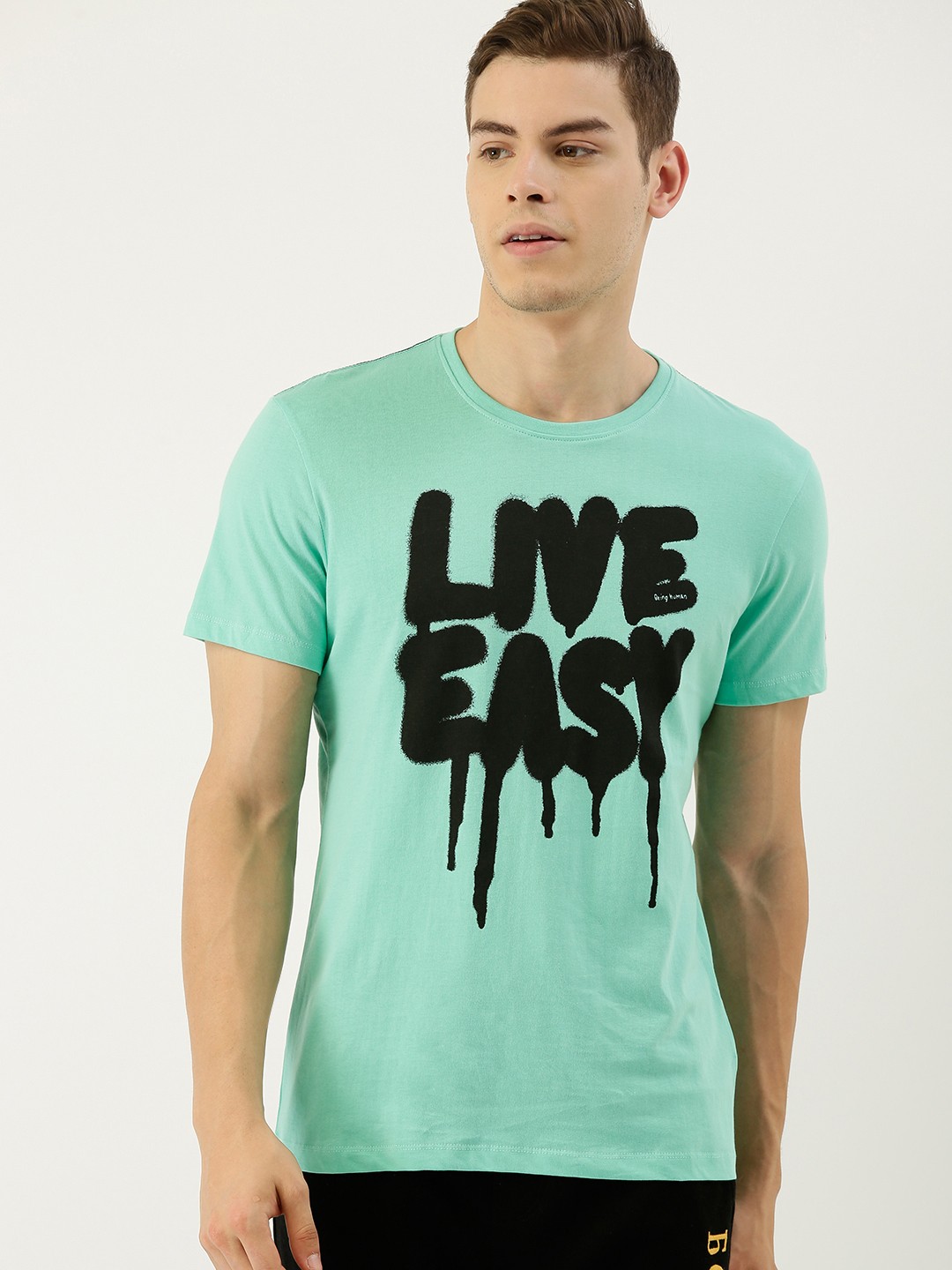 

Being Human Men Sea Green Printed Round Neck Pure Cotton T-shirt