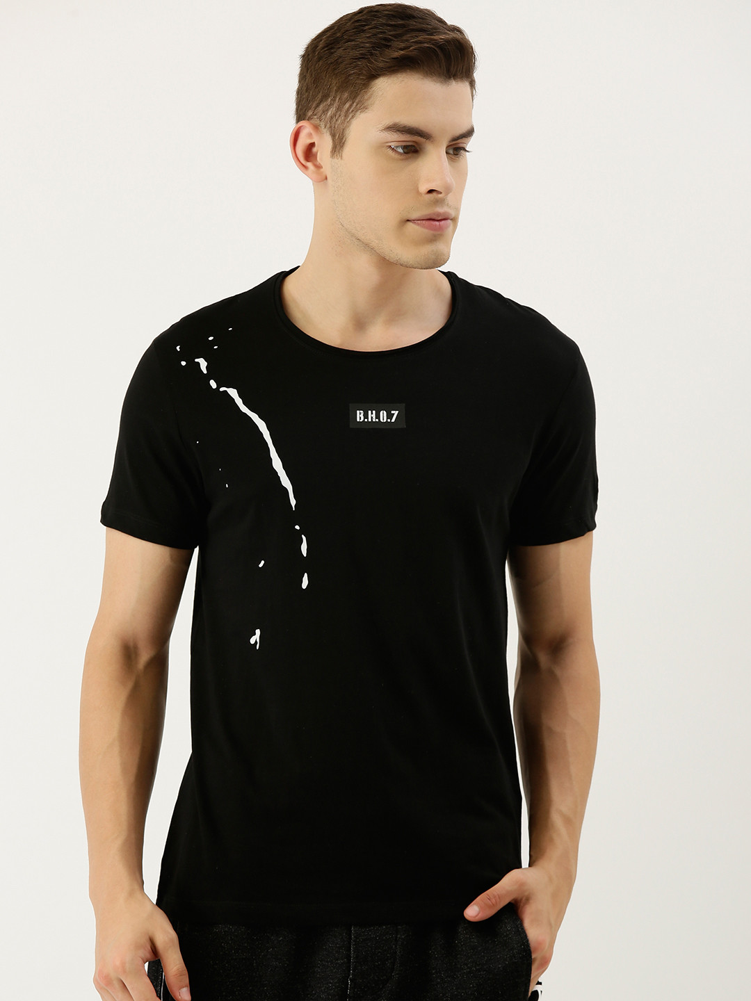 

Being Human Men Black Solid Round Neck T-shirt