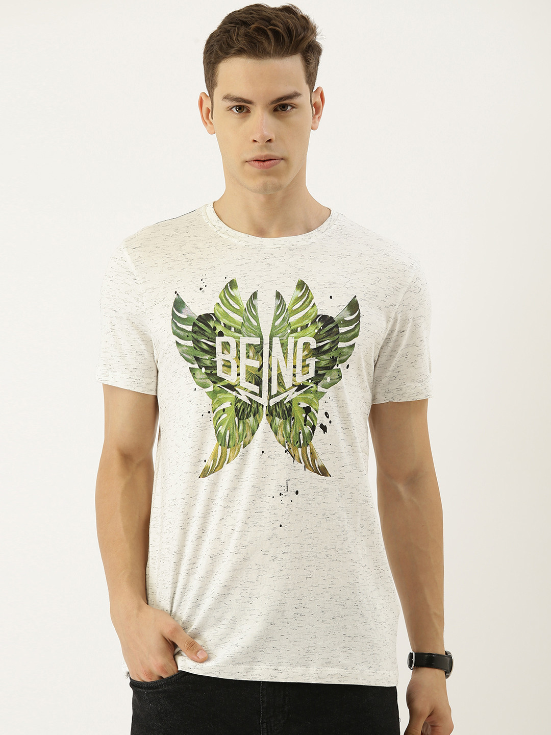 

Being Human Men Off-White Printed Round Neck T-shirt