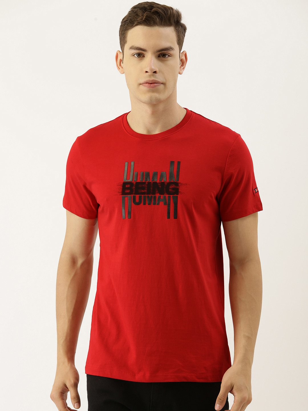 

Being Human Men Red Printed Round Neck Pure Cotton T-shirt