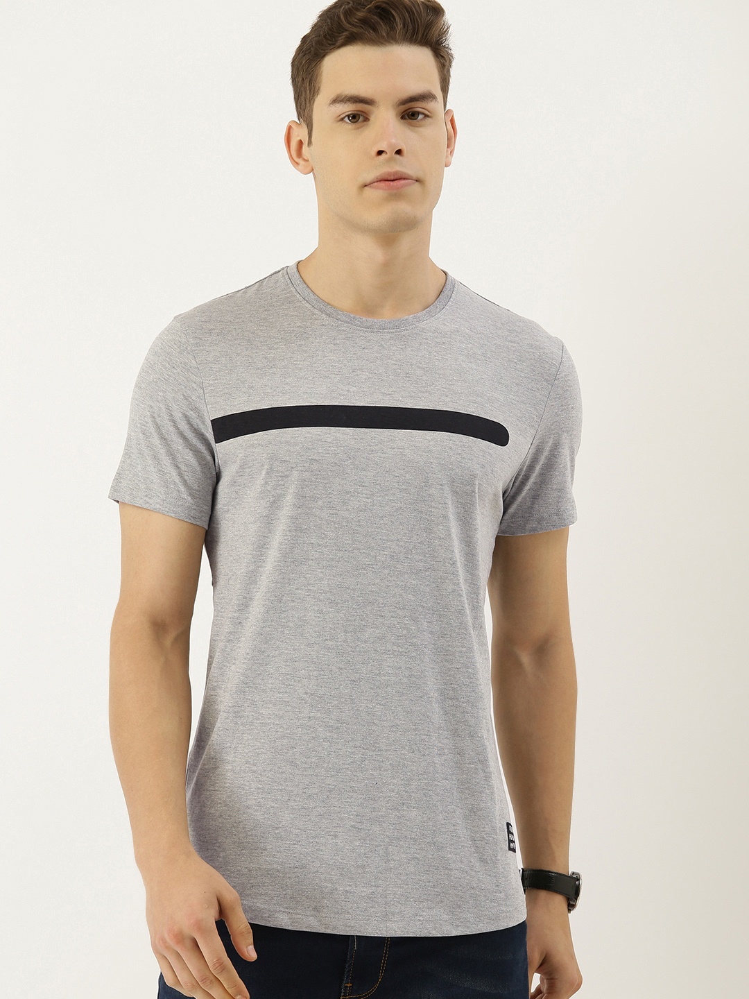 

Being Human Men Grey Solid Round Neck T-shirt