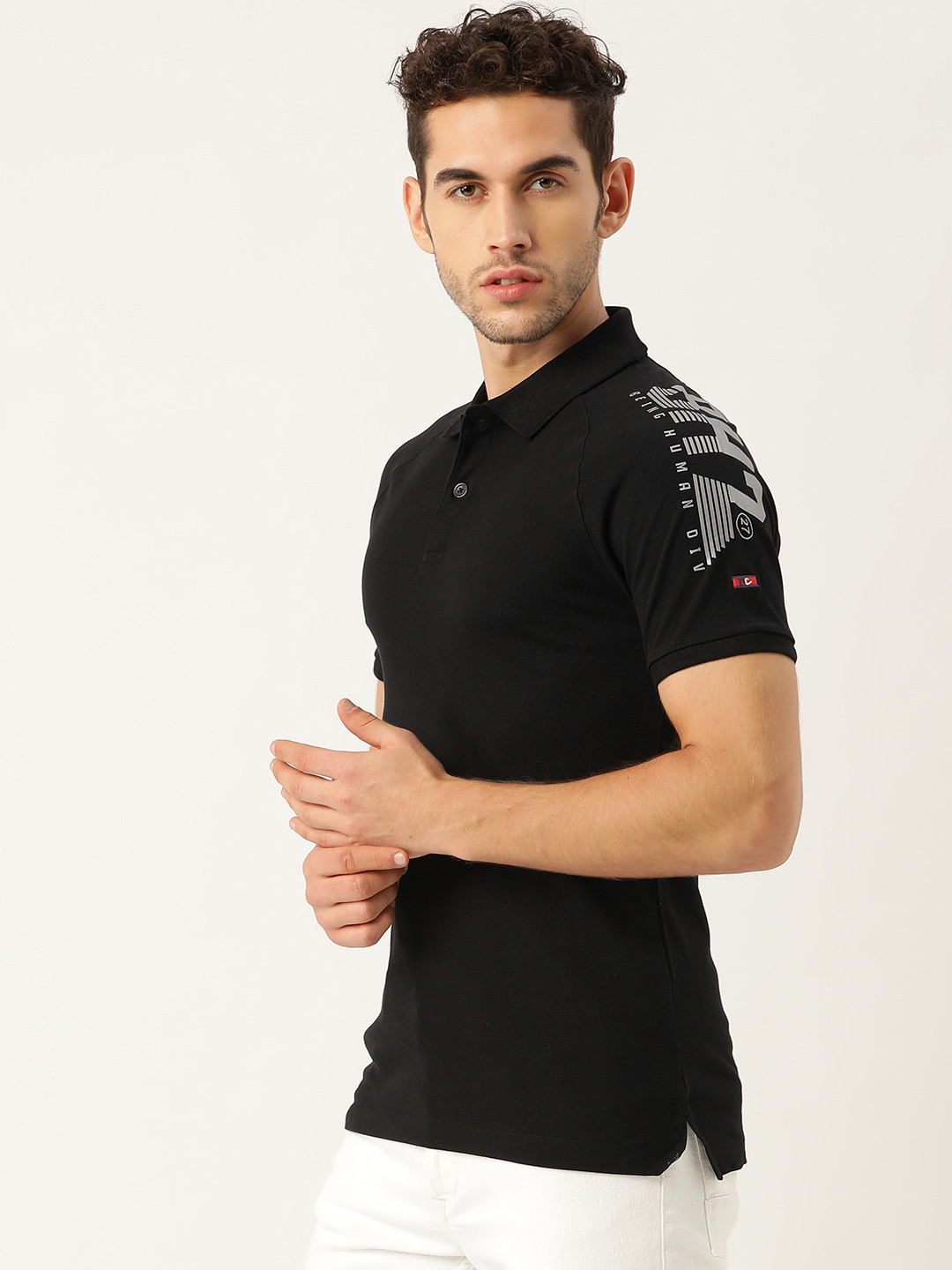 

Being Human Men Black Solid Polo Collar T-shirt