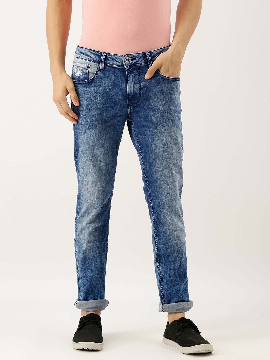 

Being Human Men Blue Skinny Fit Mid-Rise Clean Look Stretchable Acid-Wash Effect Jeans