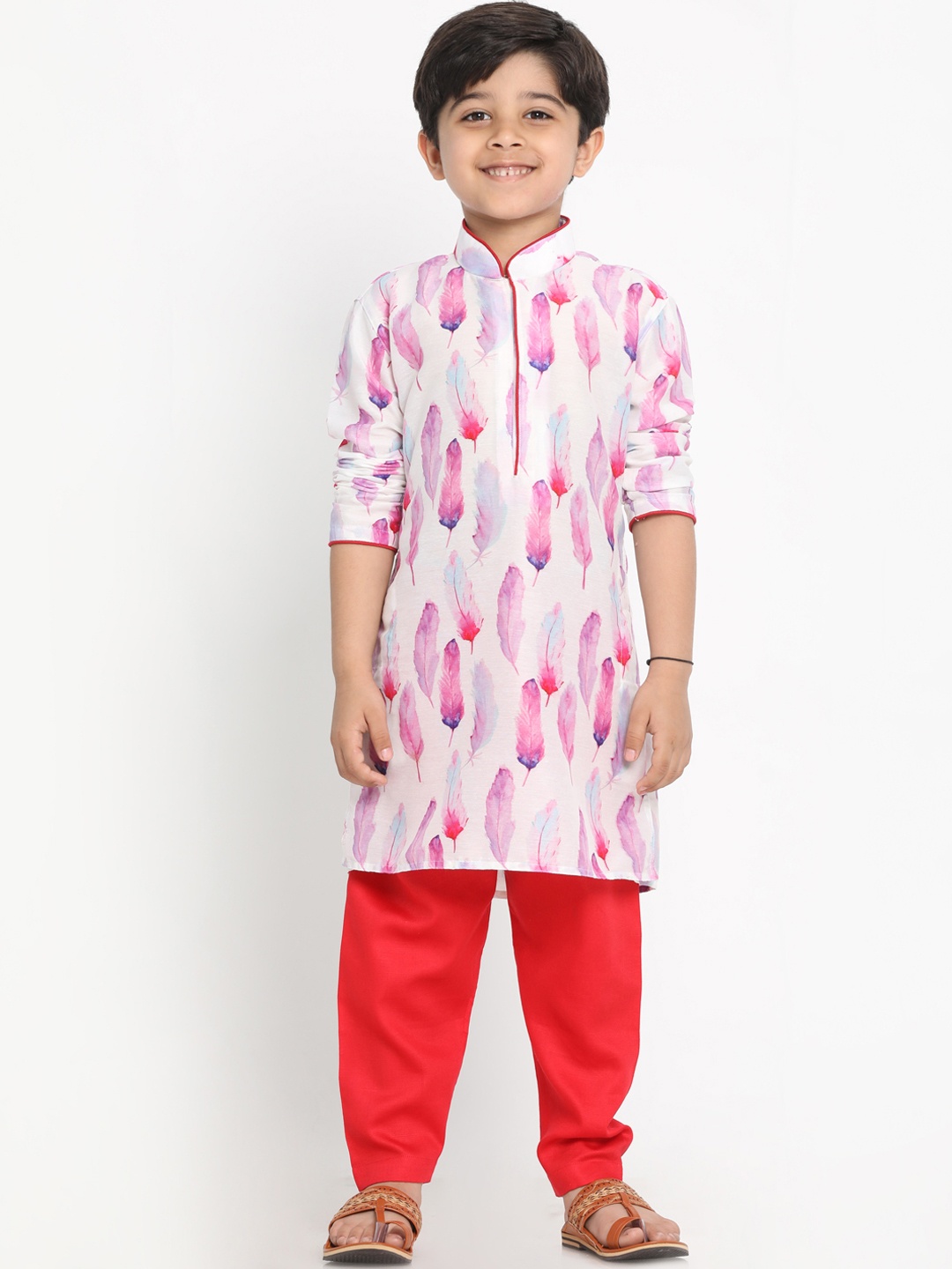 

JBN Creation Boys White & Red Printed Kurta with Pyjamas