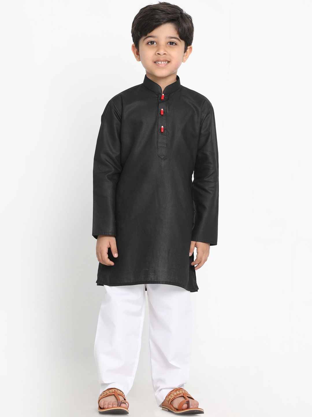 

JBN Creation Boys Black & White Solid Kurta with Pyjamas