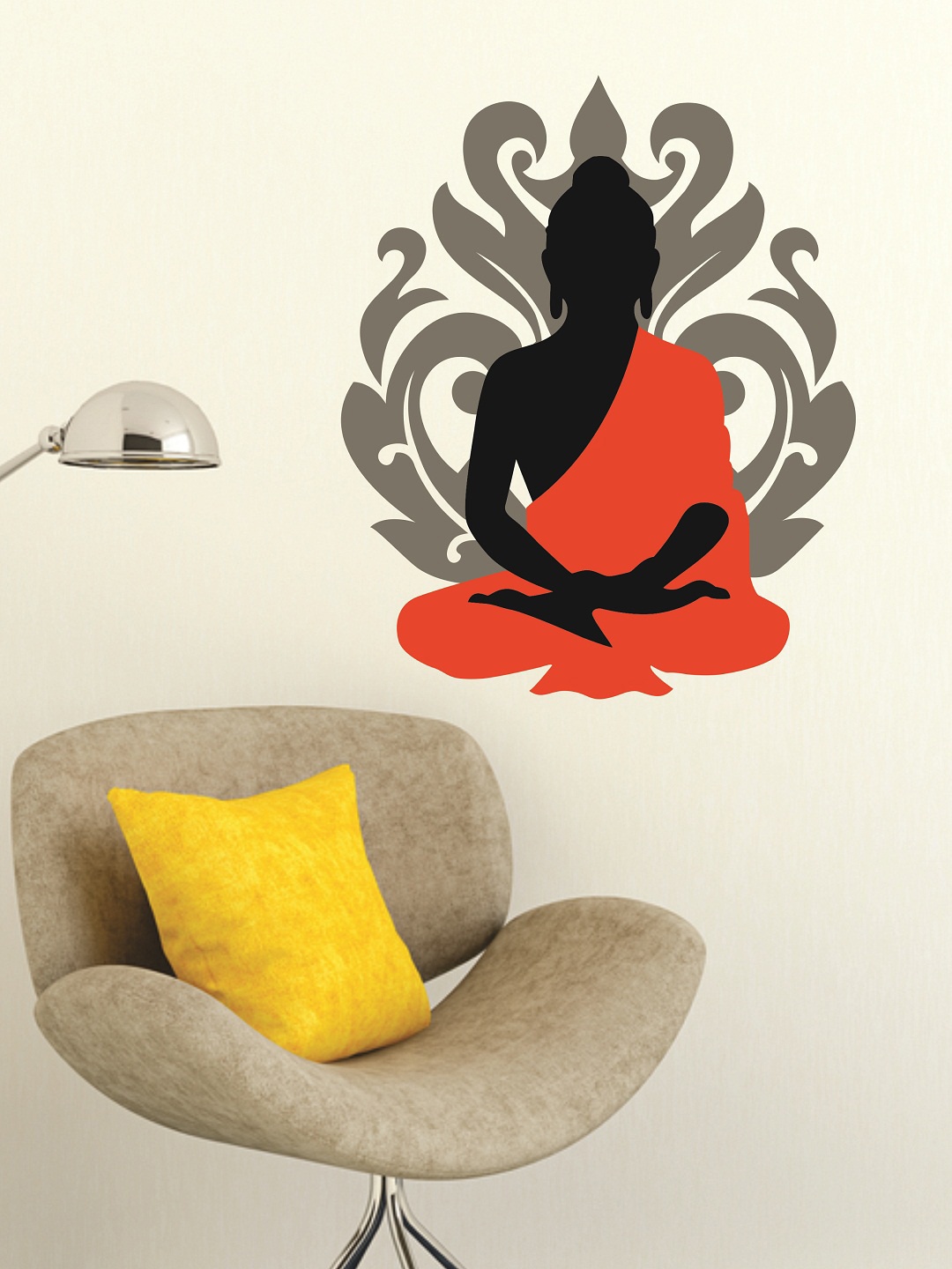 

WALLSTICK Grey & Orange Lord Budhha Large Vinyl Wall Sticker