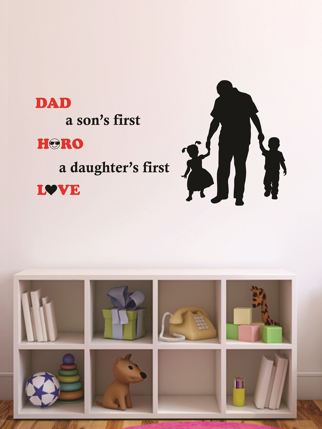 

WALLSTICK Black & Red Father & Children Large Vinyl Wall Sticker