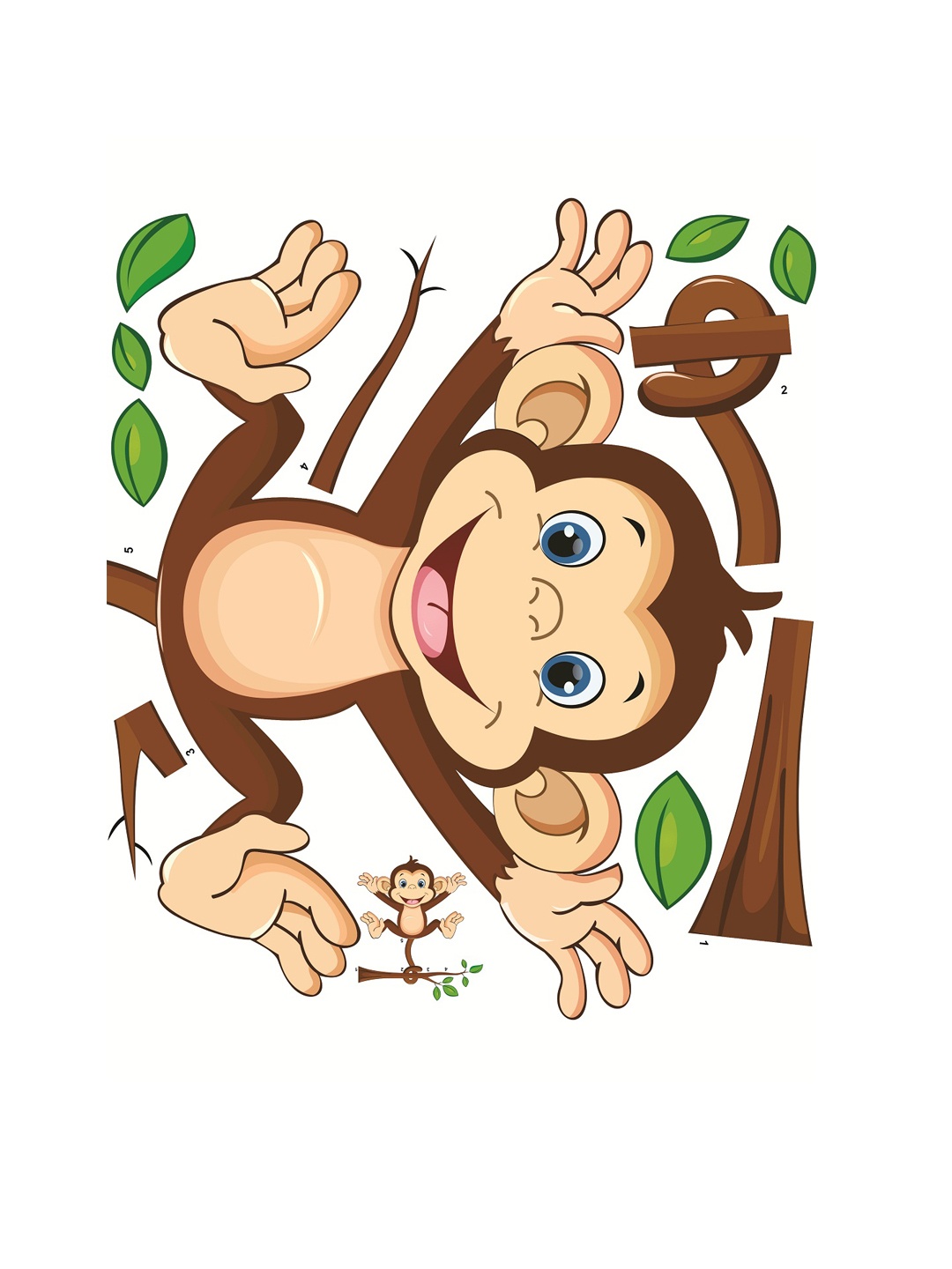

WALLSTICK Brown & Beige Monkey Upside Down Large Vinyl Wall Sticker