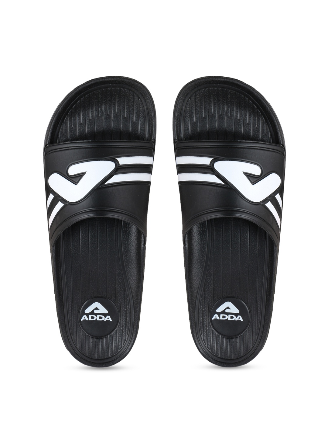 

Adda Men Black Printed Sliders
