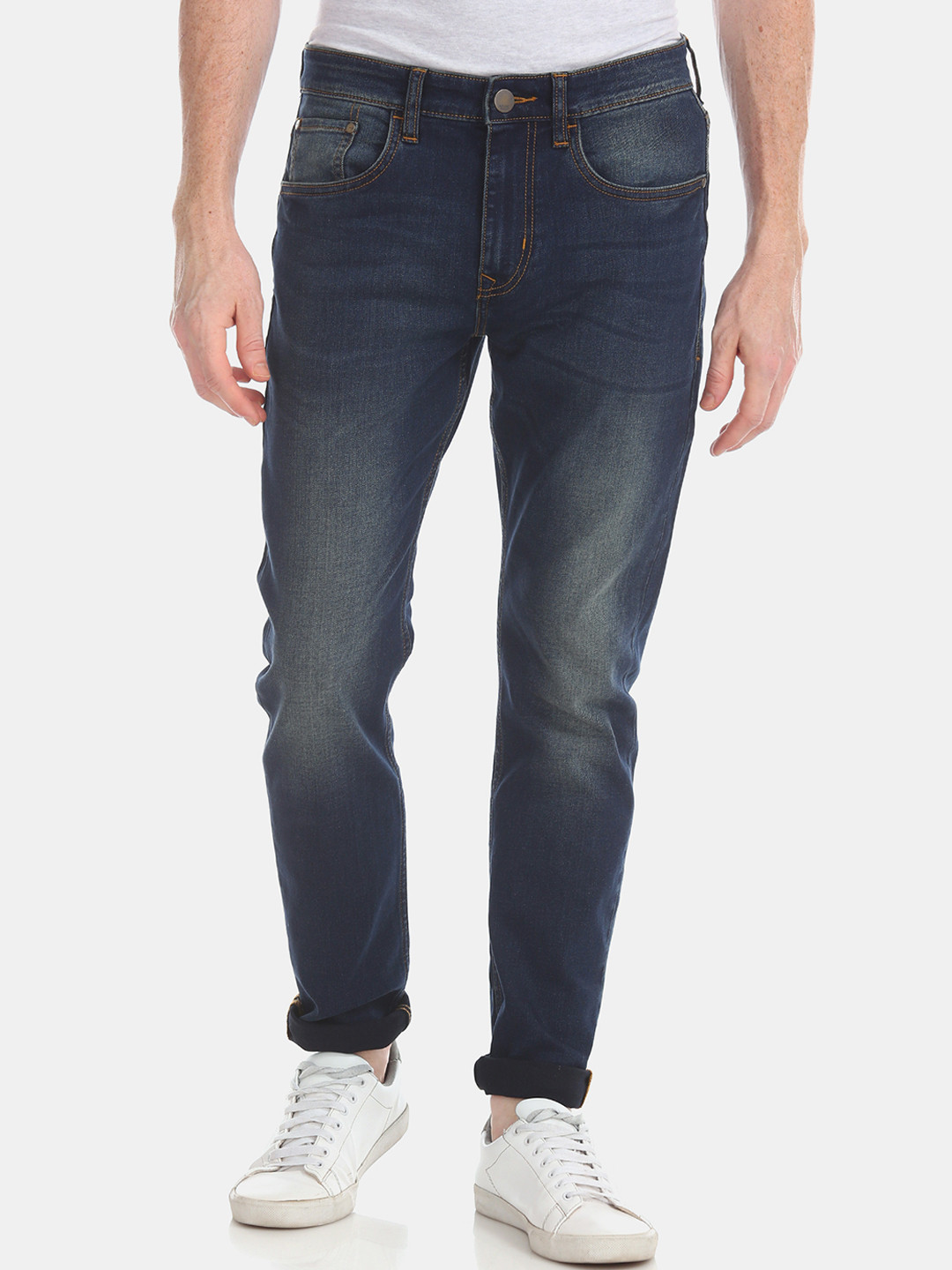 

AD By Arvind Men Navy Blue Slim Fit Mid-Rise Clean Look Stretchable Jeans