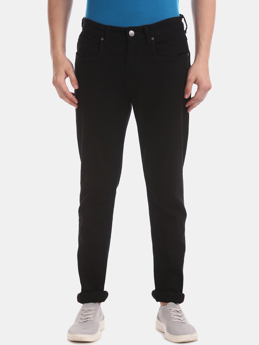 

AD By Arvind Men Black Tapered Fit Mid-Rise Clean Look Stretchable Jeans