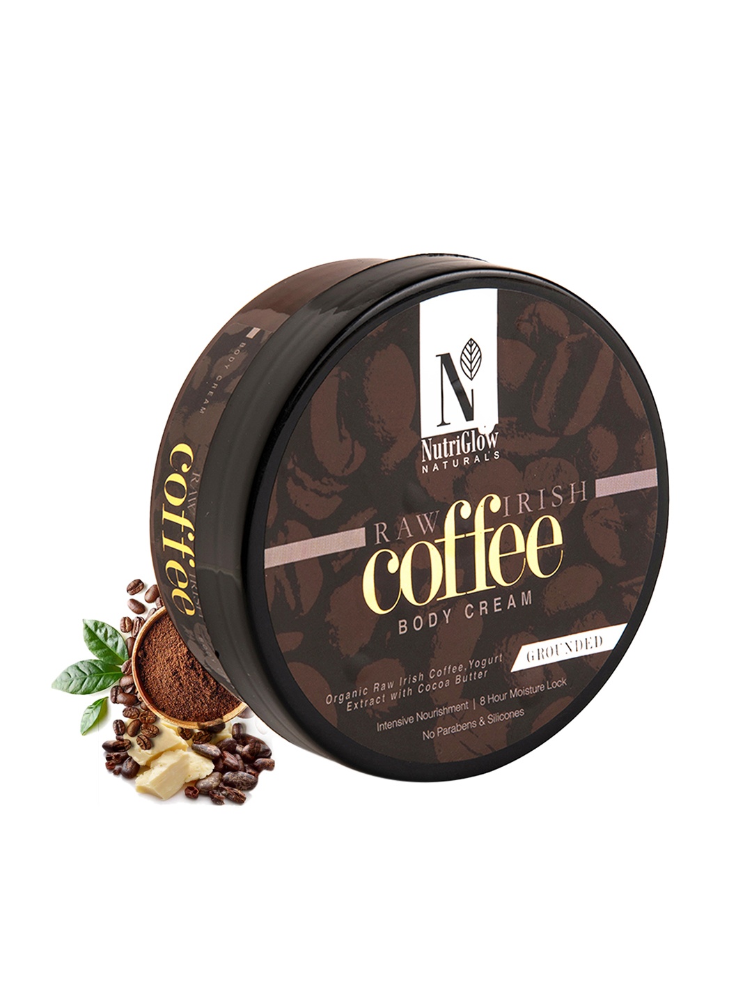 

NutriGlow Naturals Raw Irish Coffee Skin Nourishing Body Cream 200 g, Coffee brown