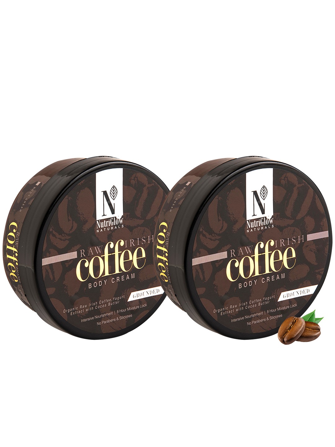 

NutriGlow Naturals Set of 2 Raw Irish Coffee Skin Nourishing Body Cream - 200g Each, Coffee brown