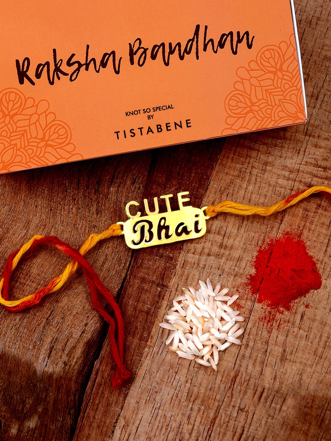 

Tistabene Men Gold-Plated Cute Bhai Wraparound Rakhi