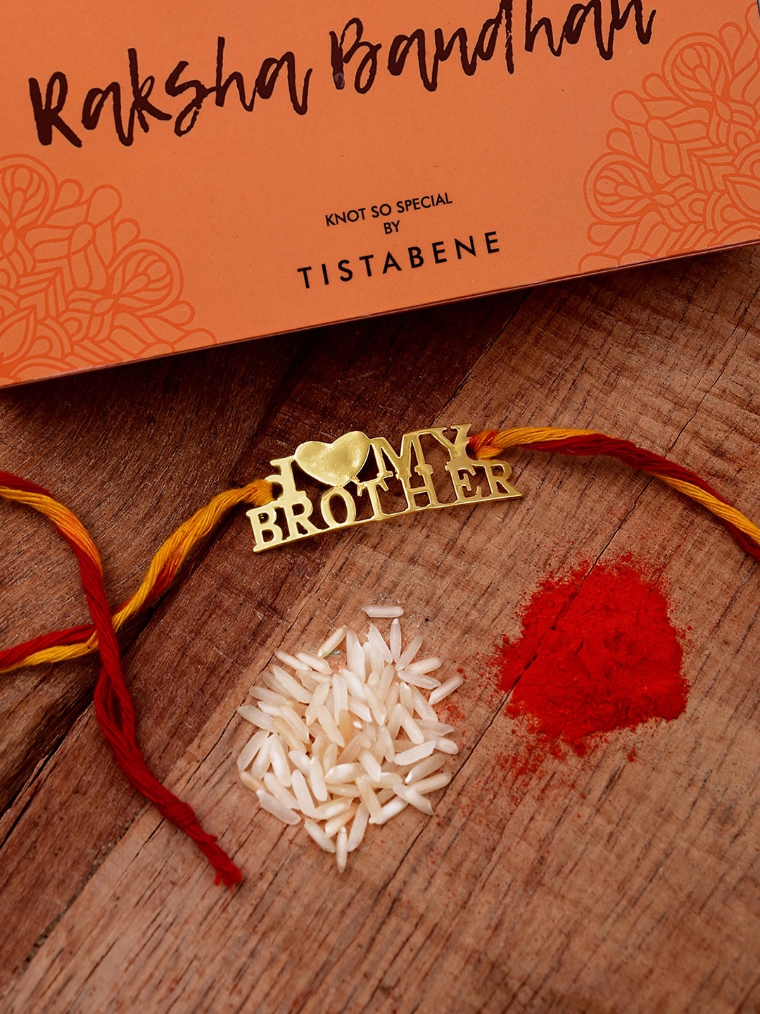 

Tistabene Men Gold-Plated I Love My Brother Wraparound Rakhi