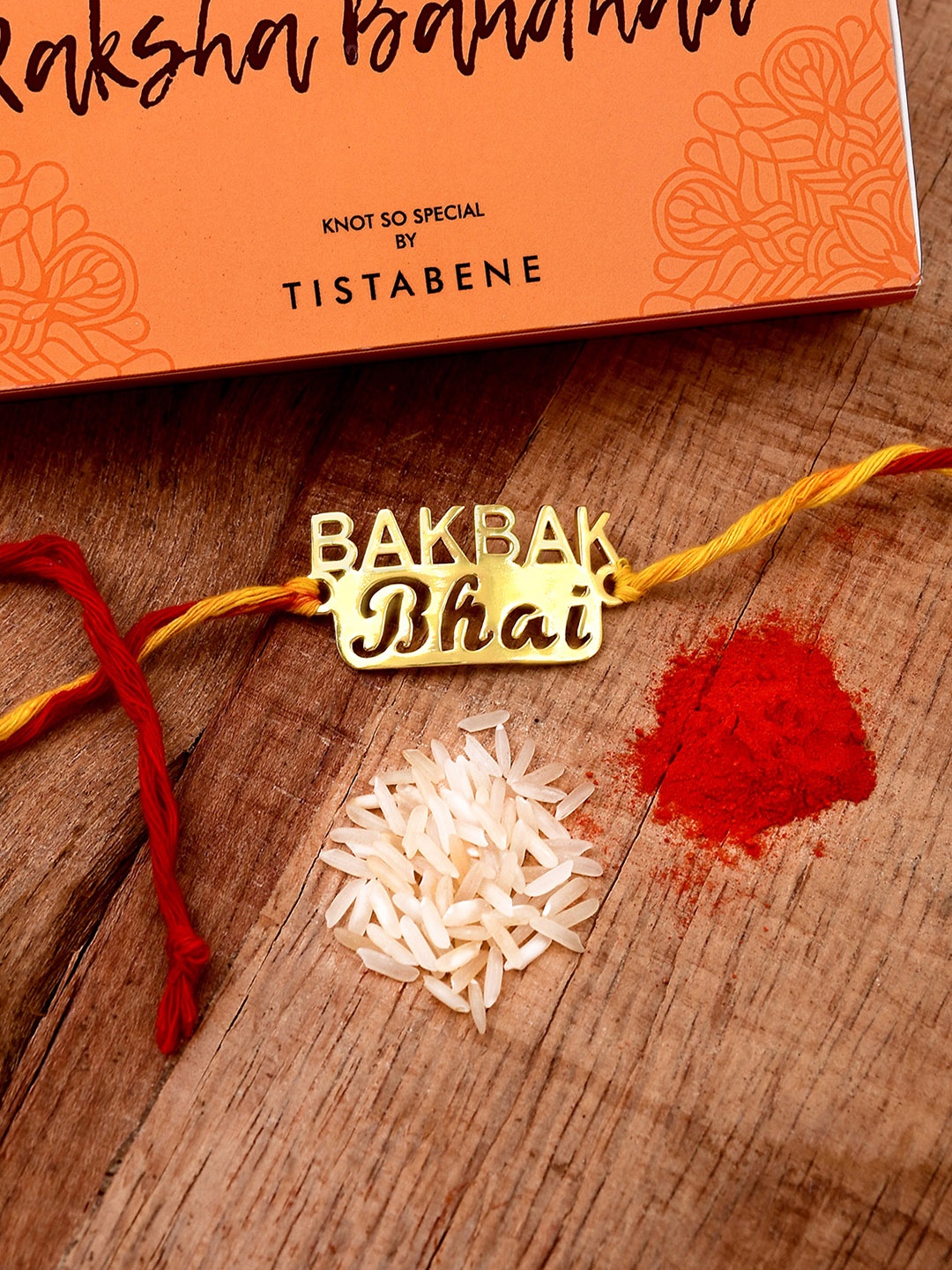 

Tistabene Men Gold-Plated Bakbak Bhai Wraparound Rakhi