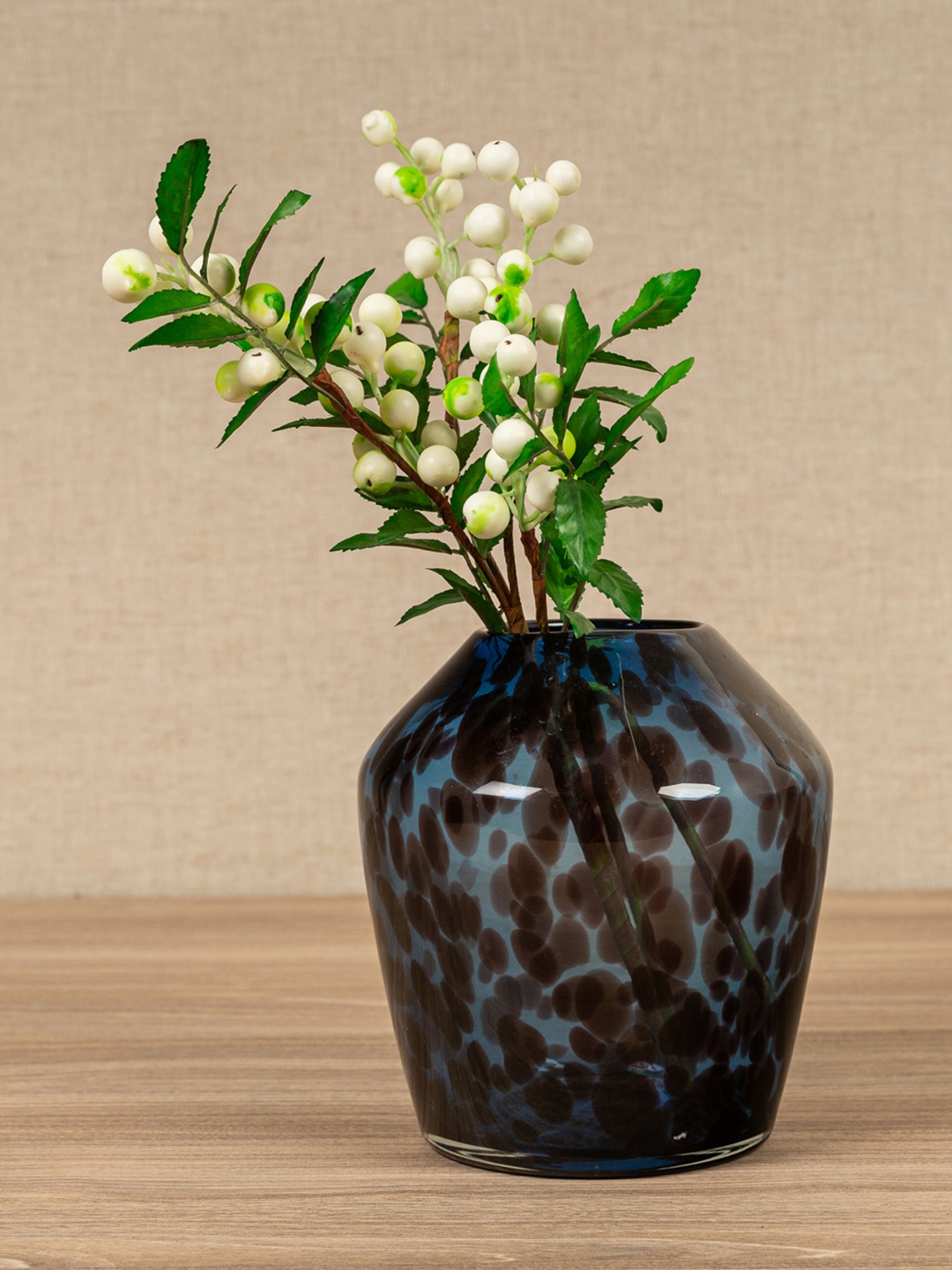 

Pure Home and Living Blue & Grey Dotted Glass Spring Flower Vase