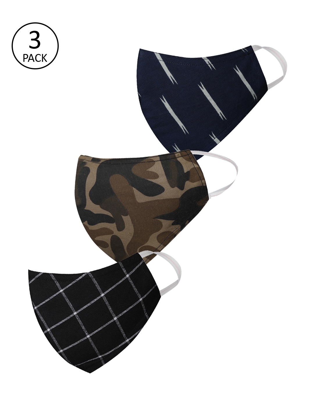 

JBN Creation Kids Unisex 3 -Ply Reusable Protective Outdoor Cotton Masks Pack of 3, Black