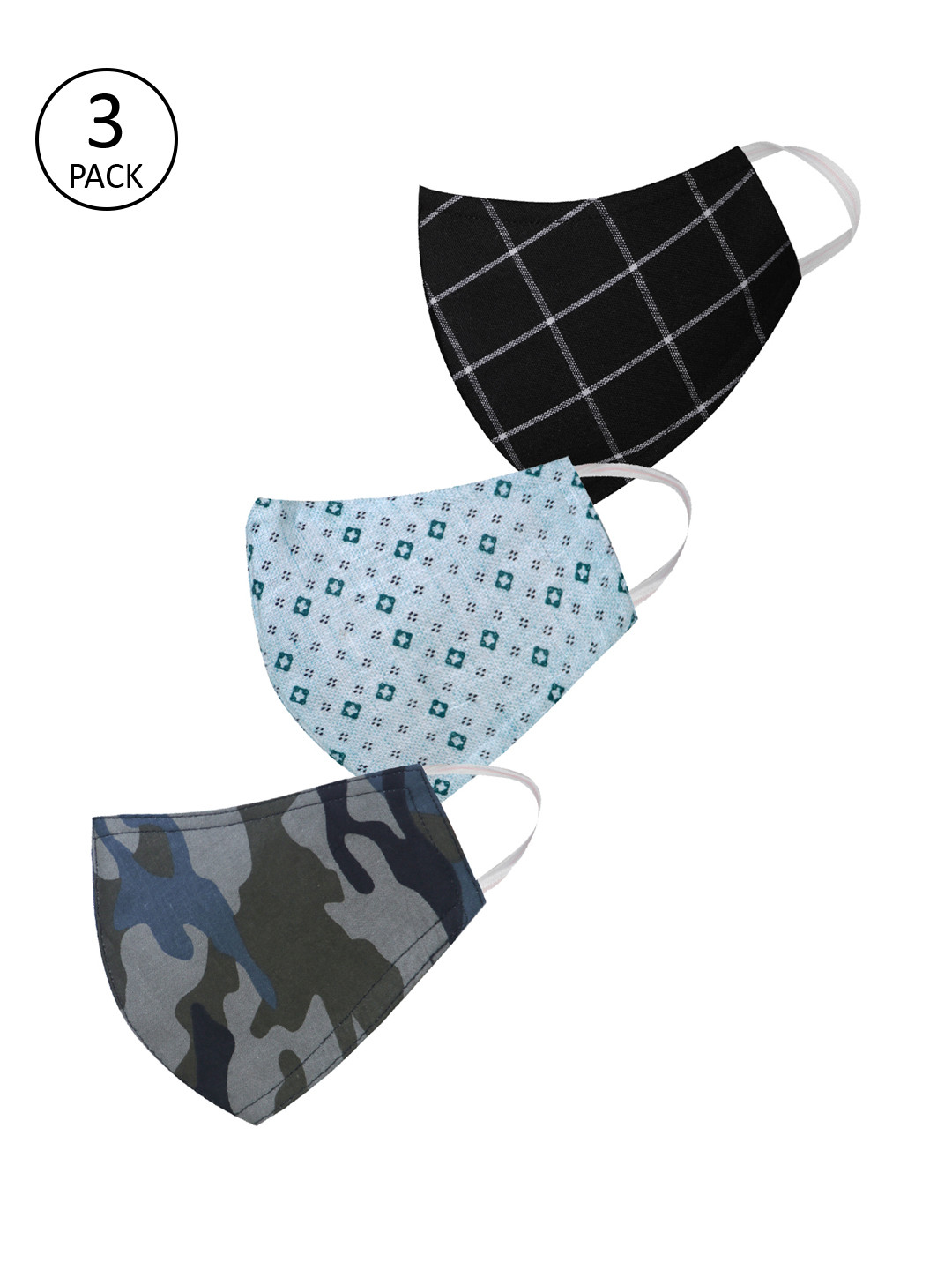 

JBN Creation Kids Pack of 3 Reusable 3-Ply Self Design Cloth Mask, Black