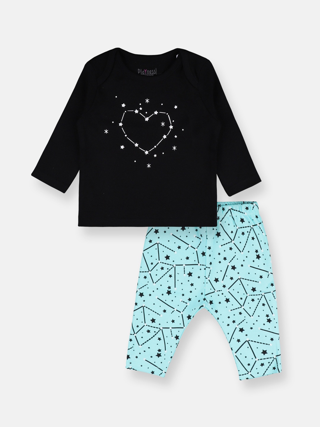 

PLAYNESS Boys Black Printed Night suit
