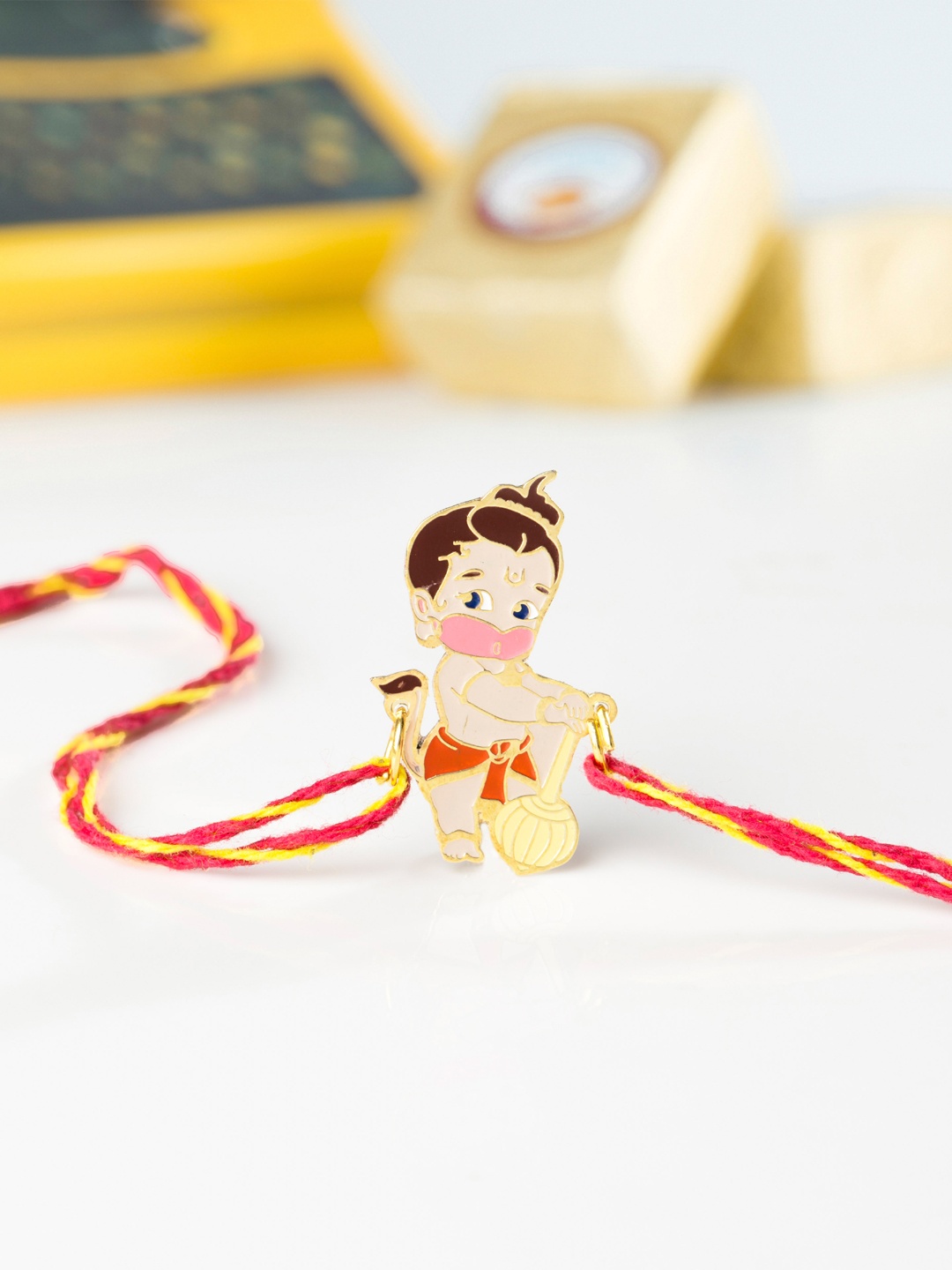

Bigsmall Red & Beige Little Hanuman Rakhi
