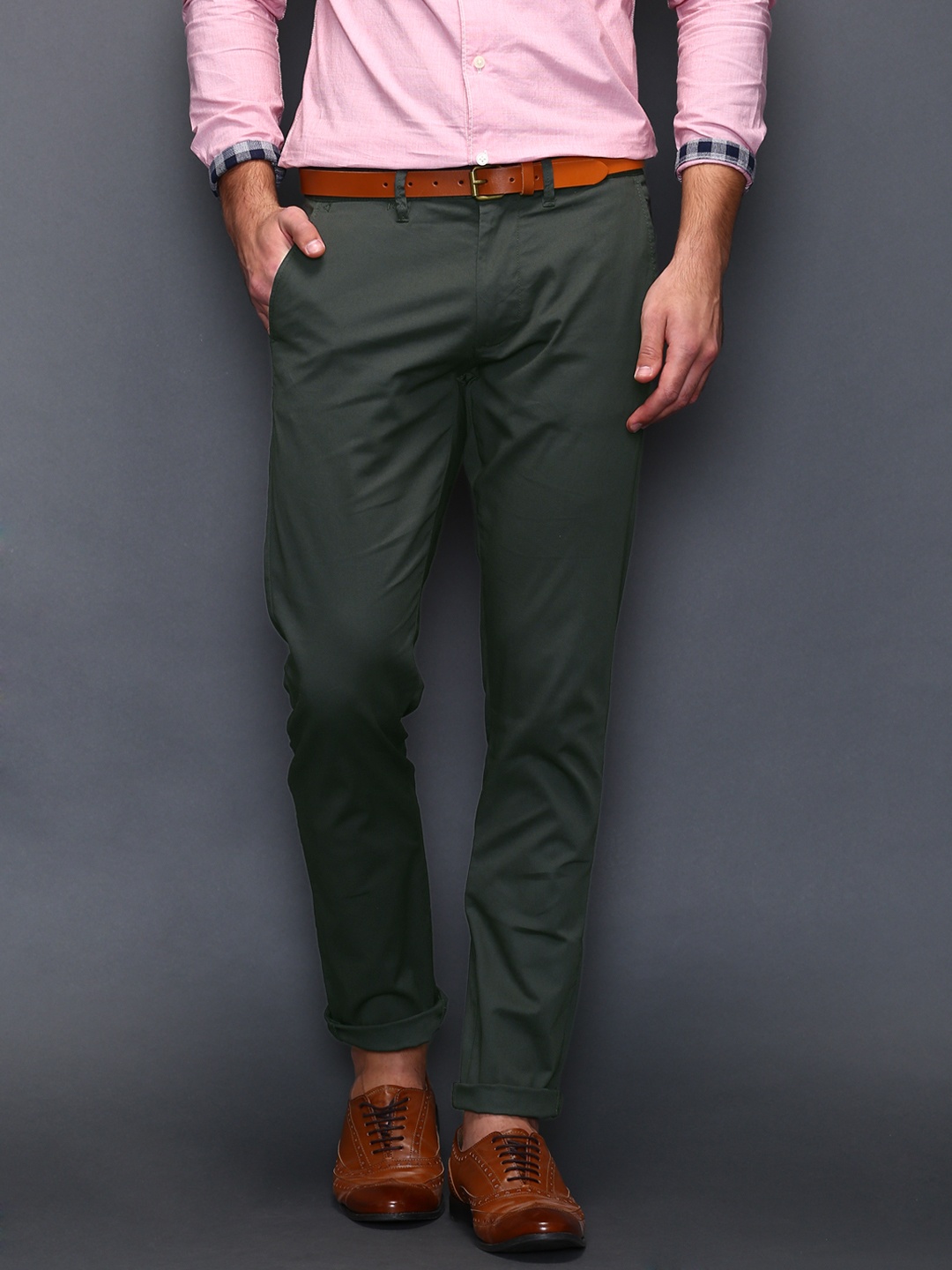 

SELECTED Olive Green Slim Fit Casual Trousers