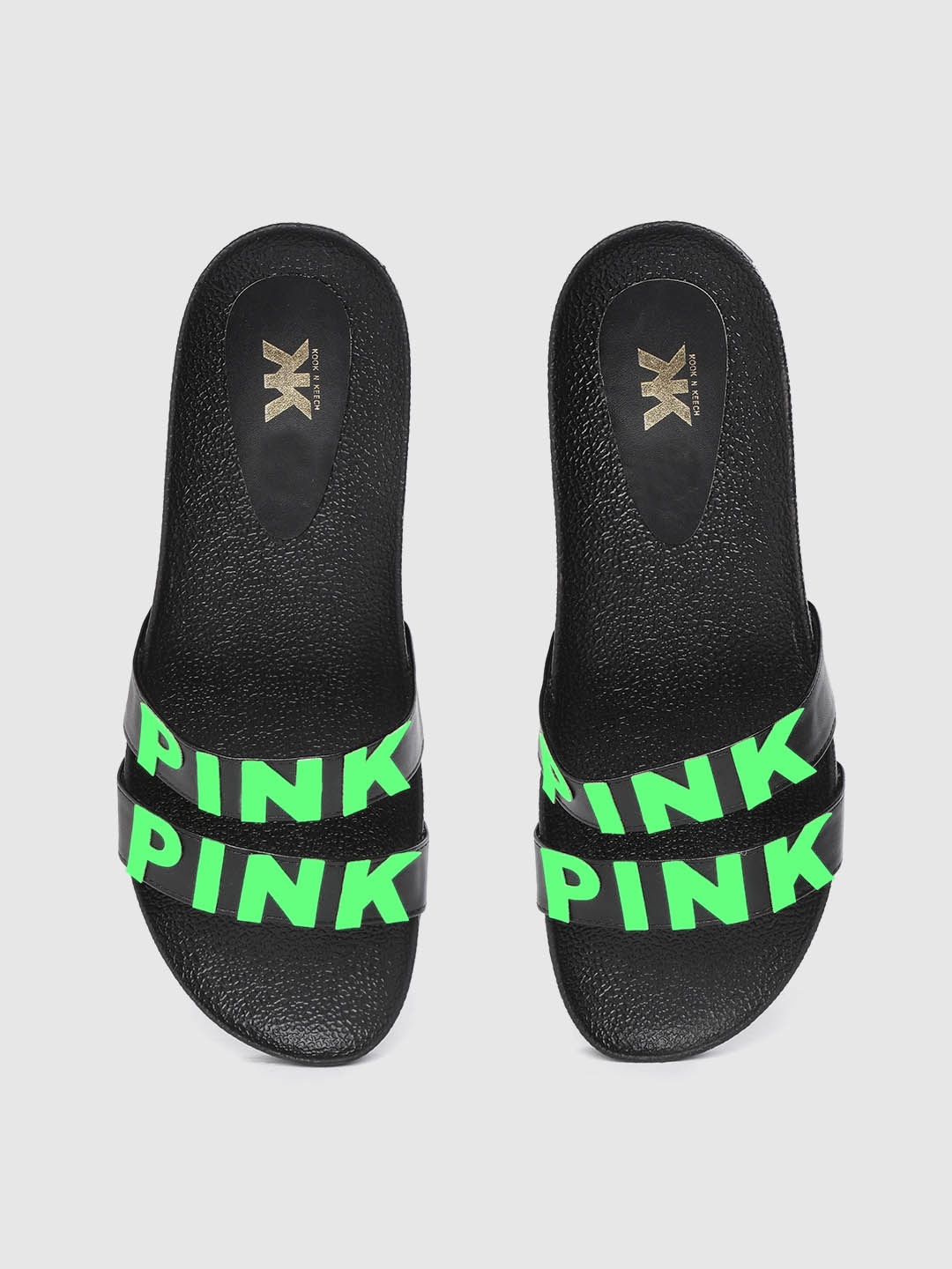

Kook N Keech Women Green & Black Applique Detail Sliders