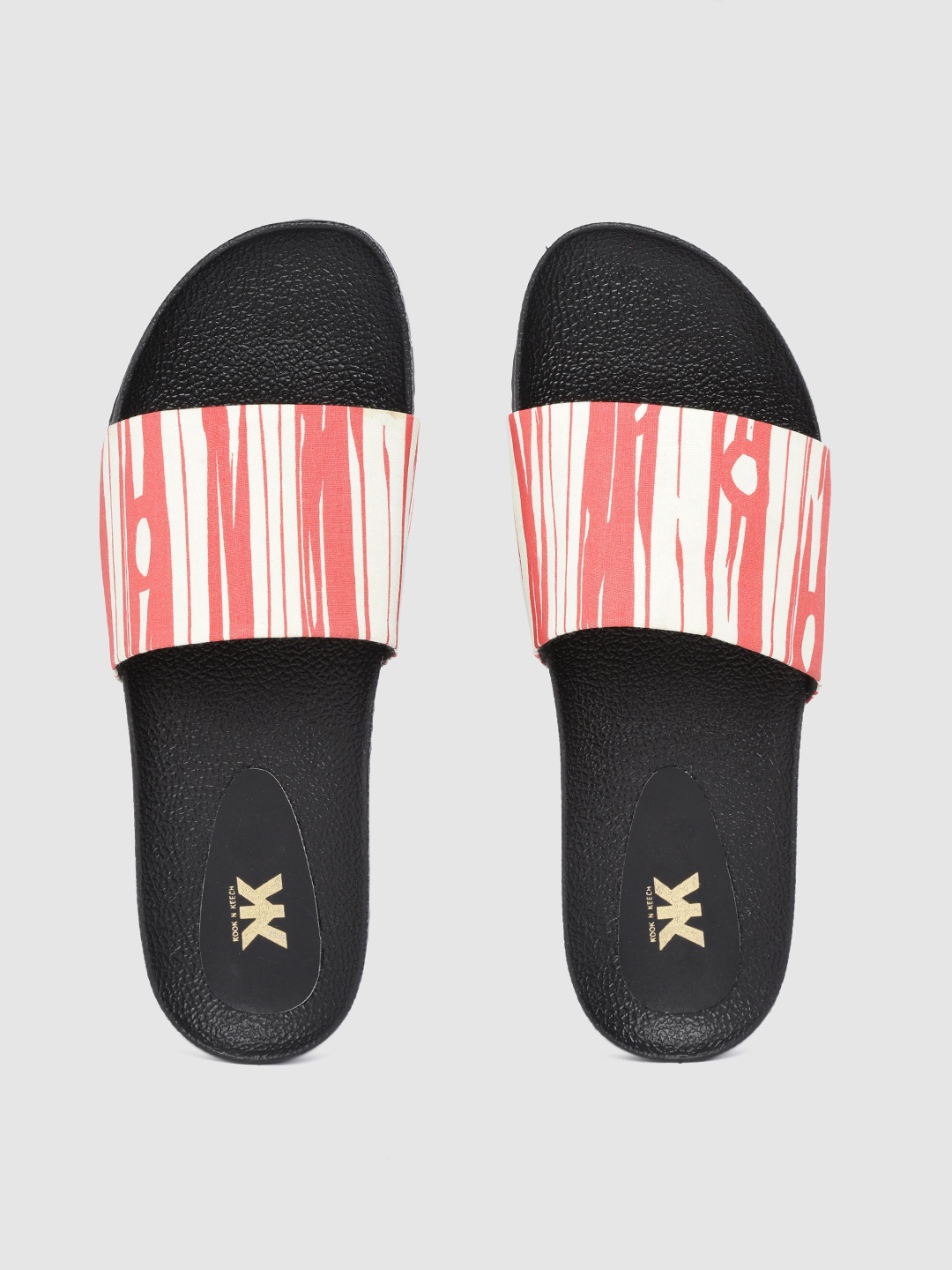 

Kook N Keech Women White & Coral Pink Printed Sliders