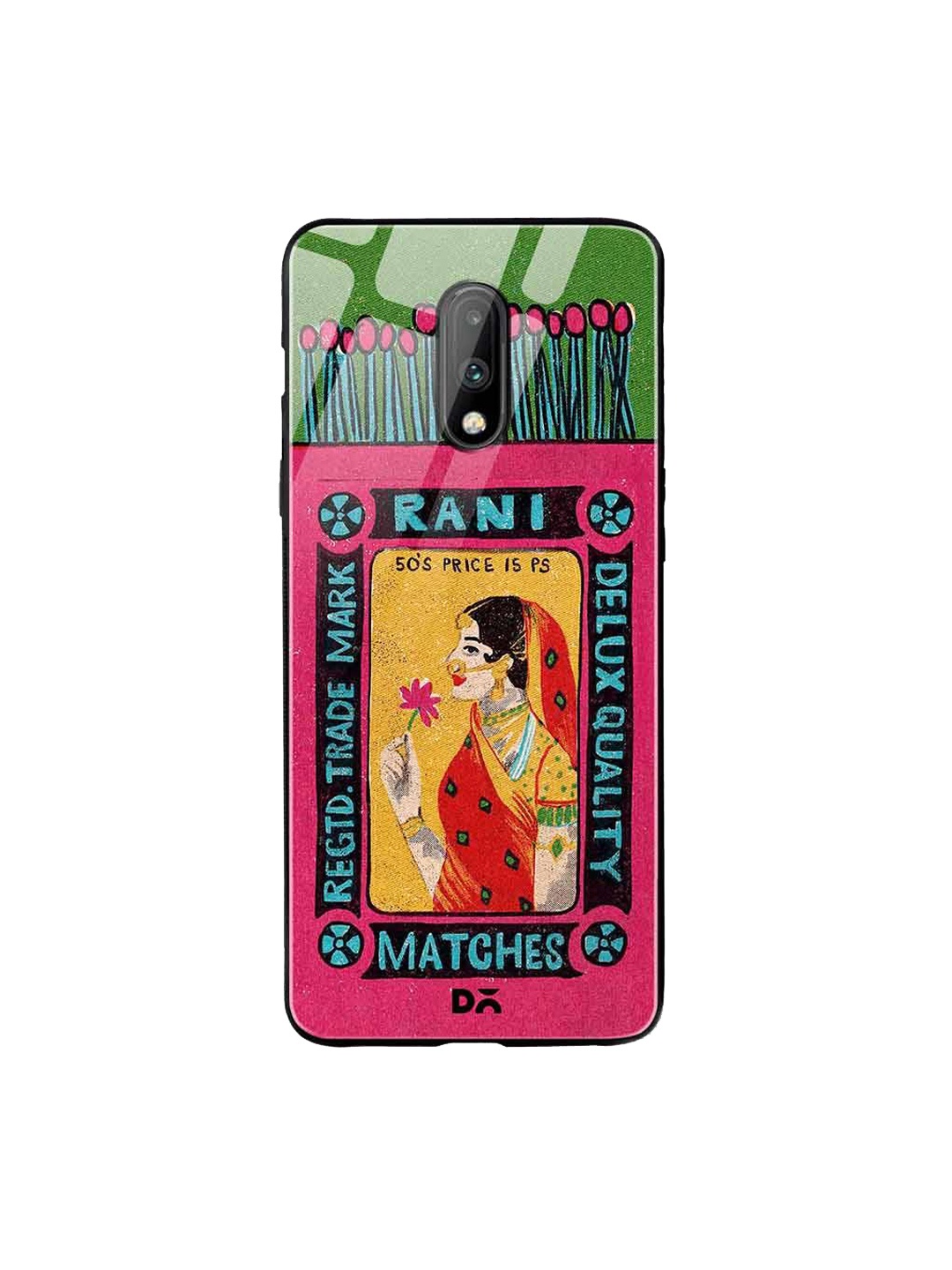 

DailyObjects Pink & Green Rani Matchbox Glass OnePlus 7 Cover