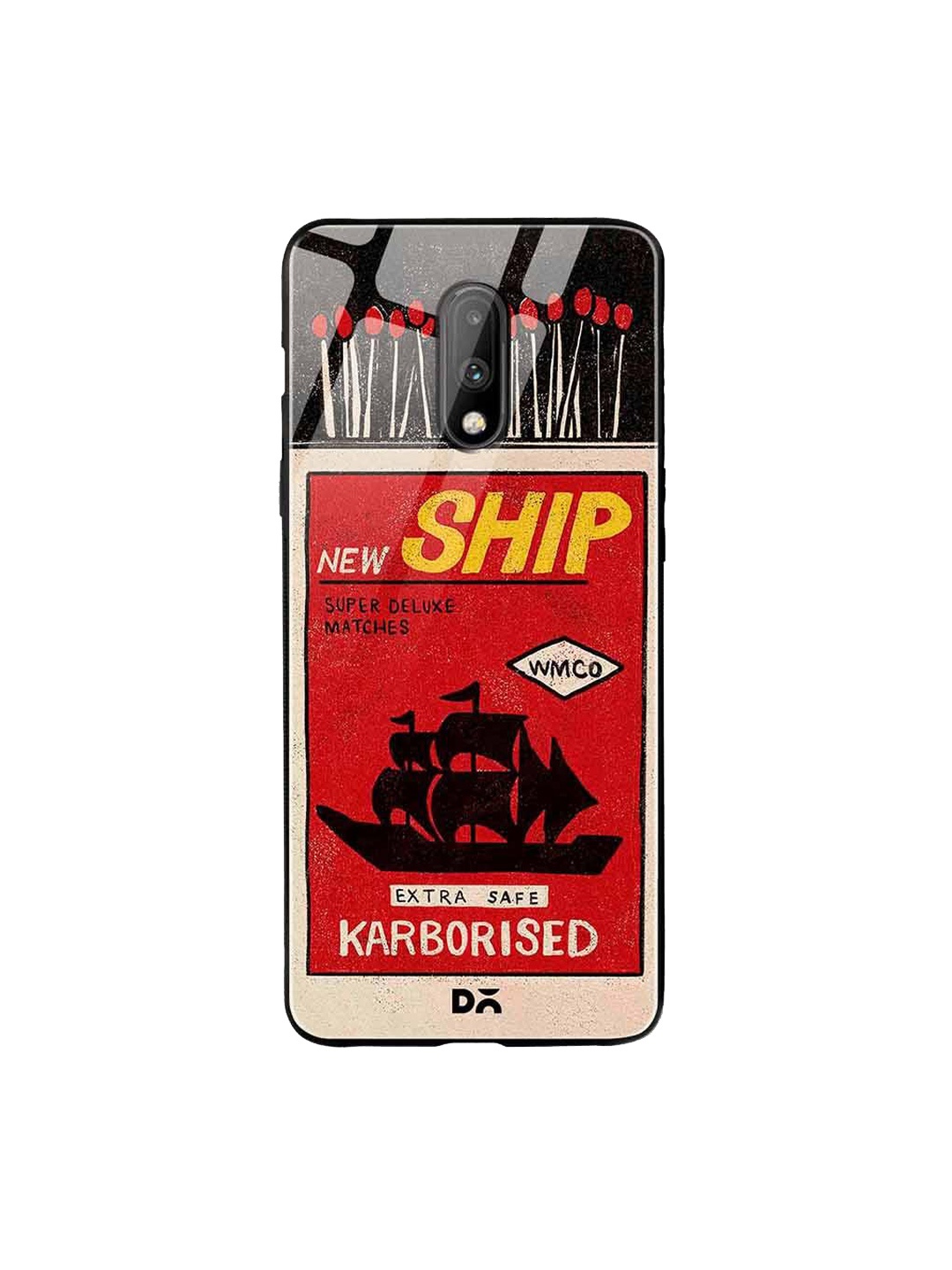 

DailyObjects Red & Black New Ship Matchbox OnePlus 7 Glass Case