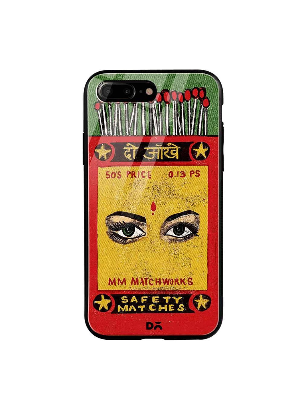 

DailyObjects Green & Red Do Aakhein Matchbox iPhone 7 Plus Glass Case