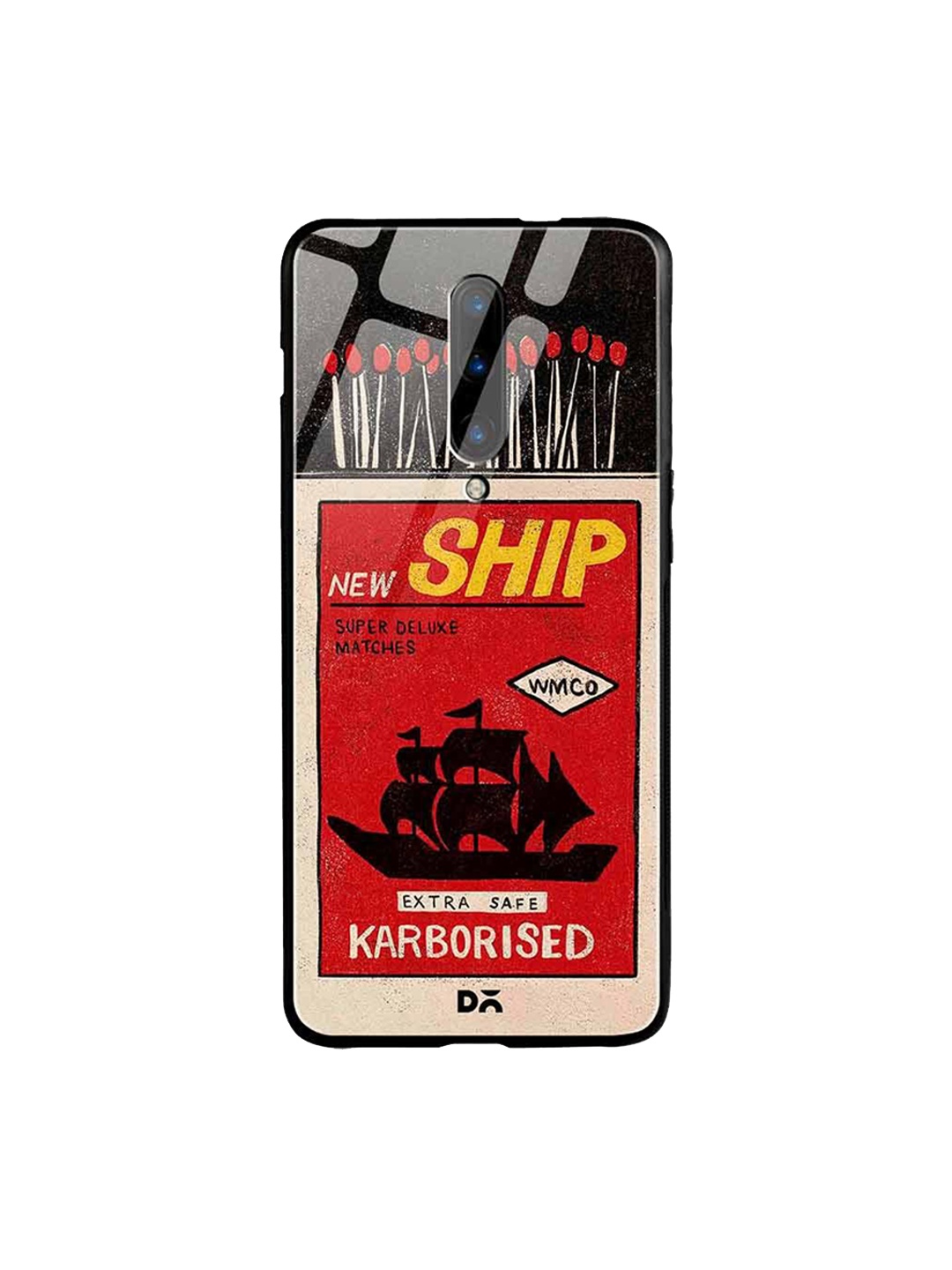

DailyObjects Red & Black New Ship Matchbox OnePlus 7 Pro Glass Cover