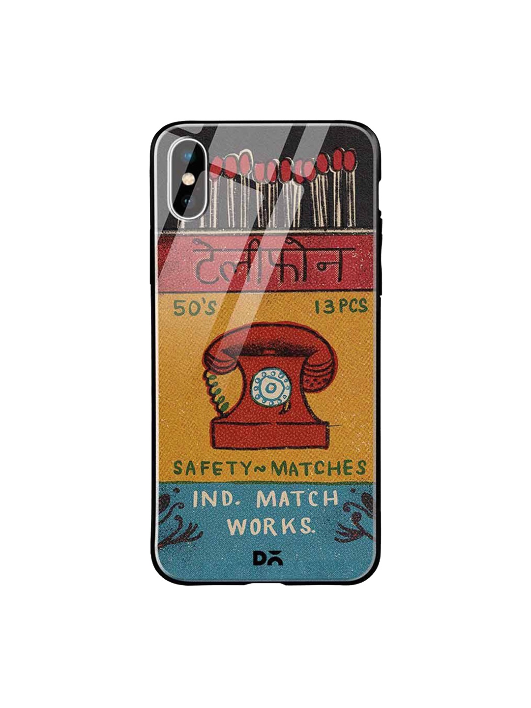 

DailyObjects Yellow & Red Telephone Matchbox iPhone XS Glass Mobile Case