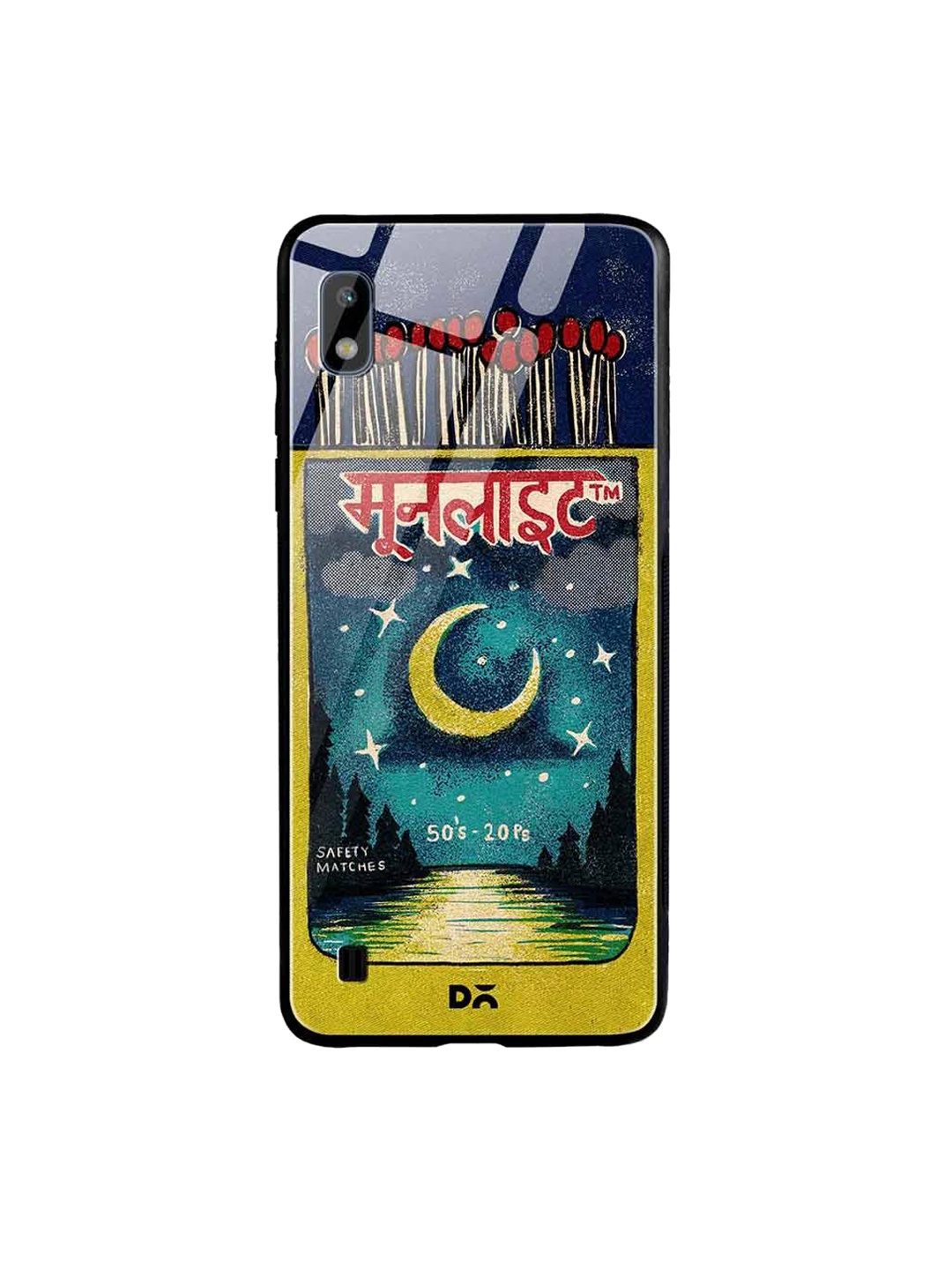 

DailyObjects Blue & Red Moonlight Matchbox Samsung Galaxy A10 Glass Case