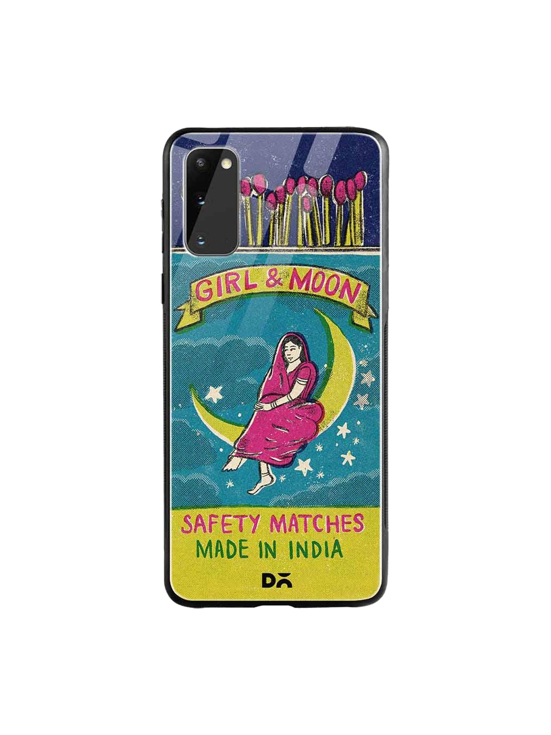 

DailyObjects Blue & Pink Moon Girl Matchbox Samsung Galaxy S20 Glass Case